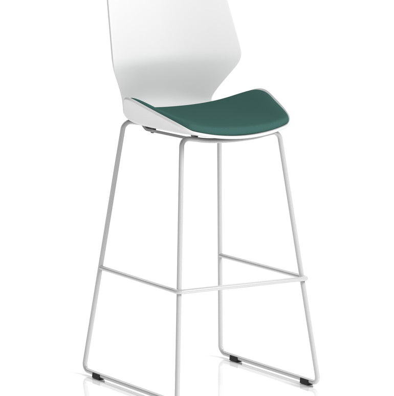 Florence White Frame Fabric Seat High Stool Chair