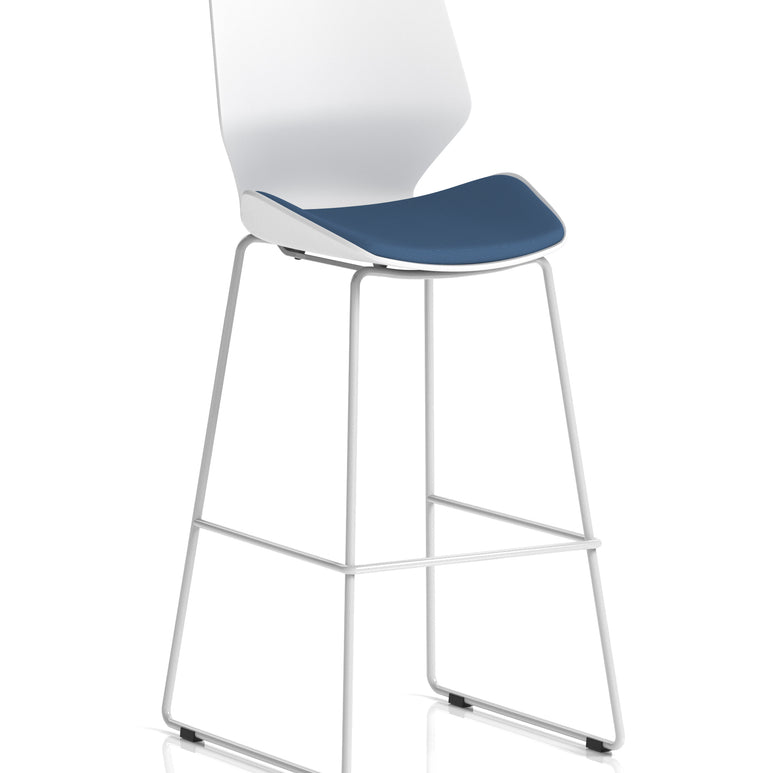 Florence White Frame Fabric Seat High Stool Chair