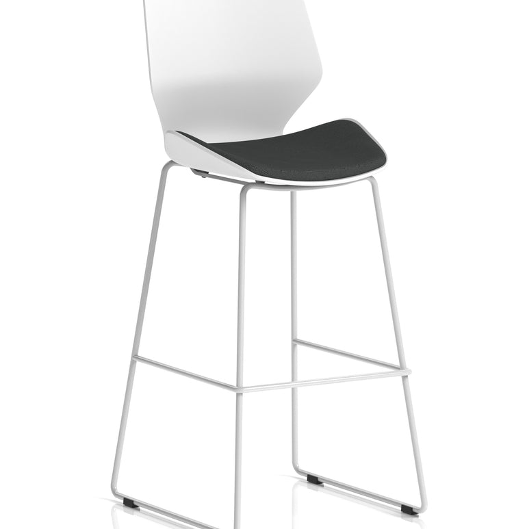 Florence White Frame Fabric Seat High Stool Chair
