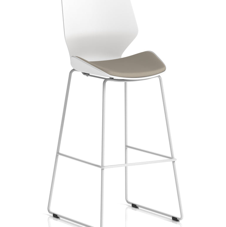 Florence White Frame Fabric Seat High Stool Chair