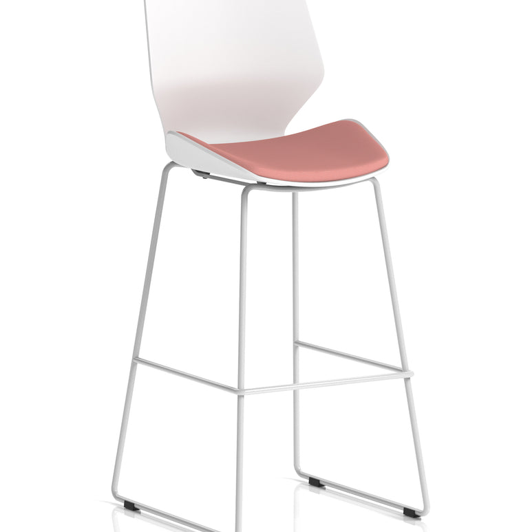Florence White Frame Fabric Seat High Stool Chair