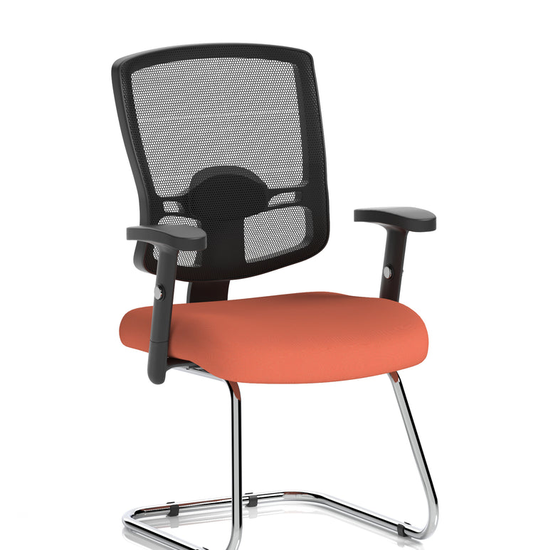 Portland Mesh Back Cantilever Visitor Chair with Arms