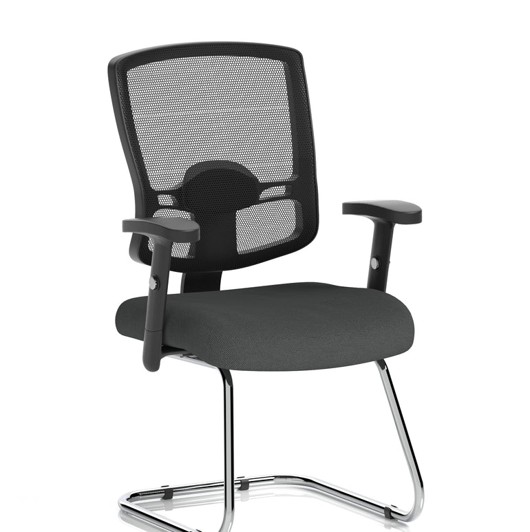 Portland Mesh Back Cantilever Visitor Chair with Arms