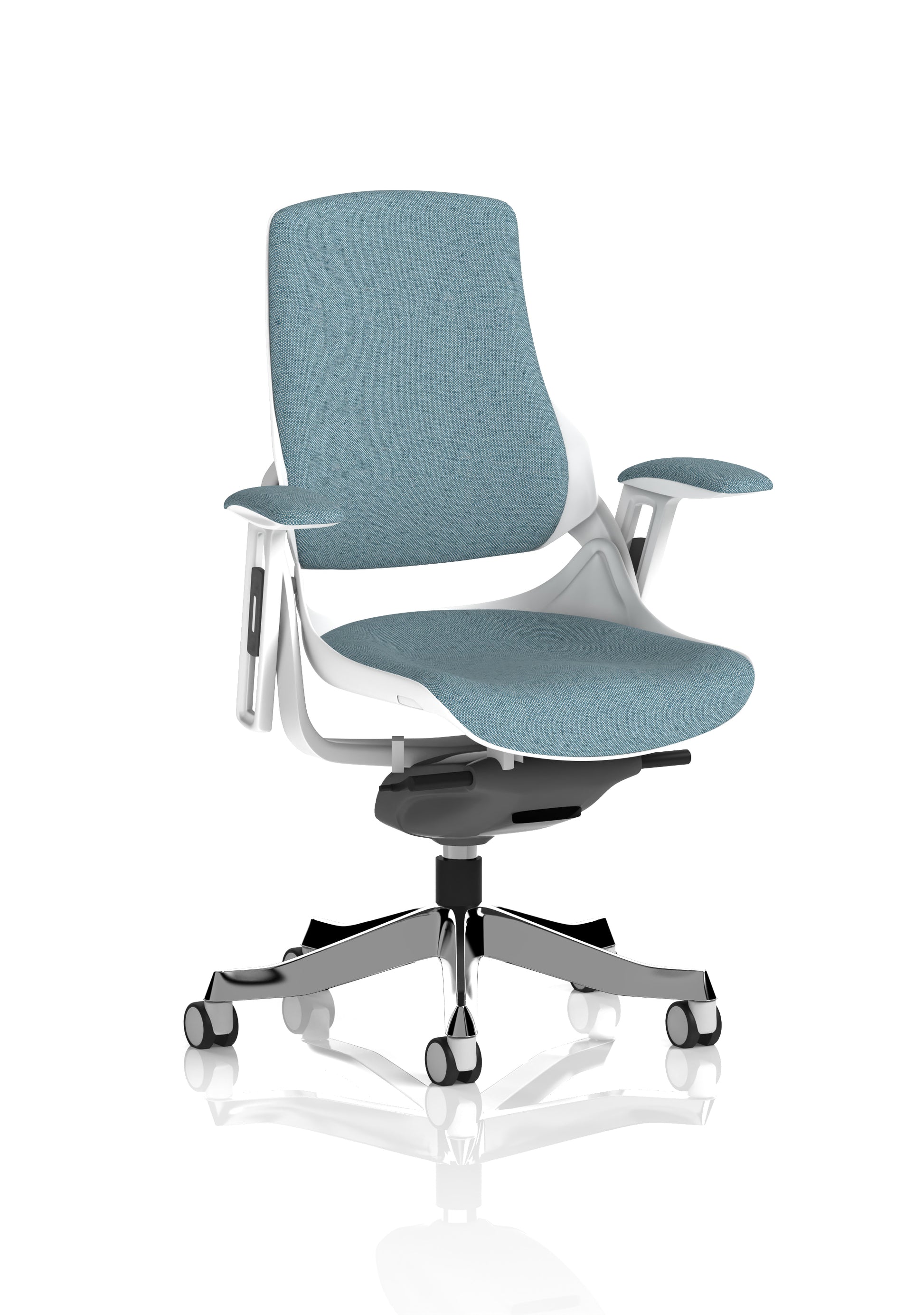 Zure High Back White Shell Fabric Executive Office Chair with Arms