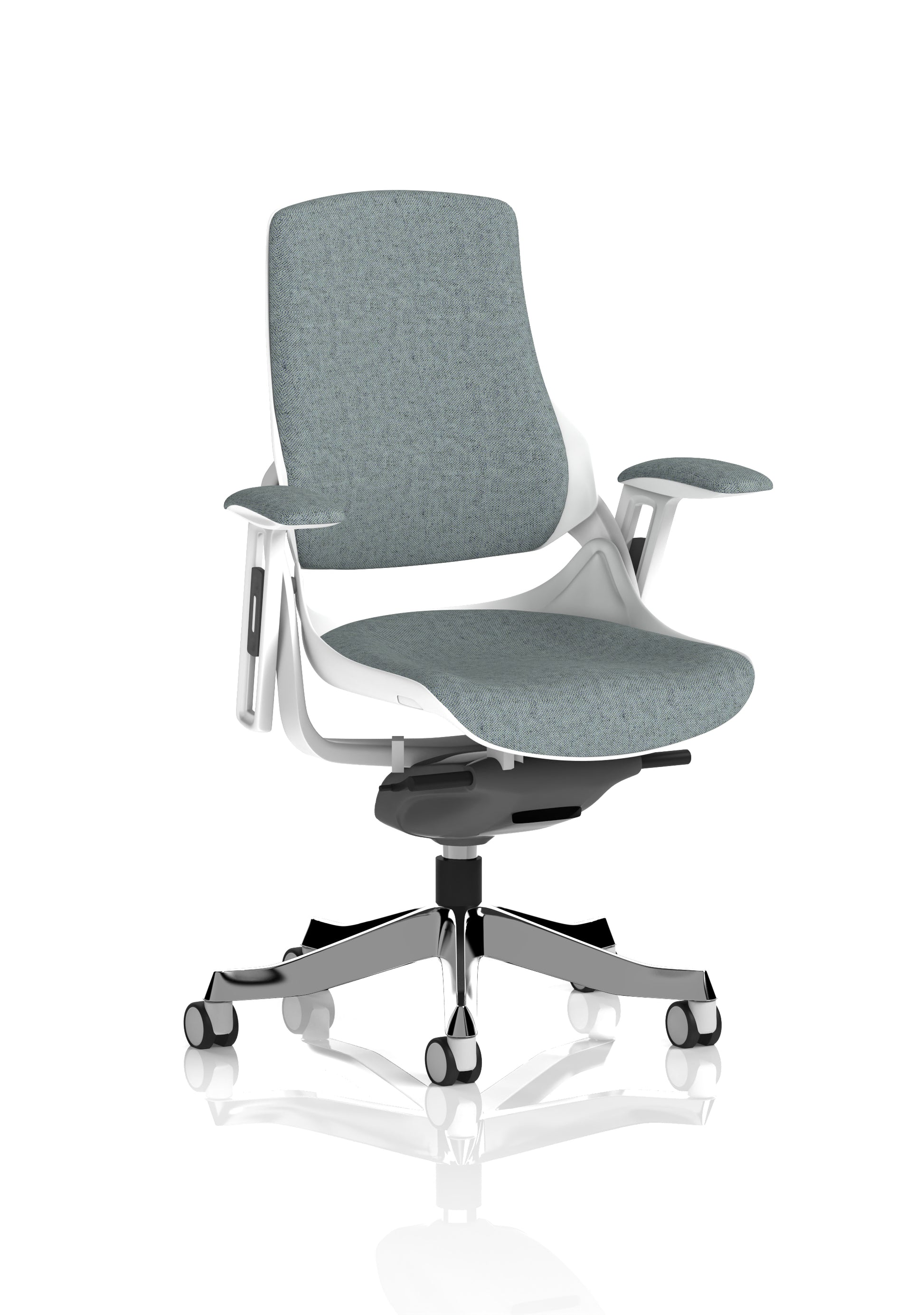 Zure High Back White Shell Fabric Executive Office Chair with Arms