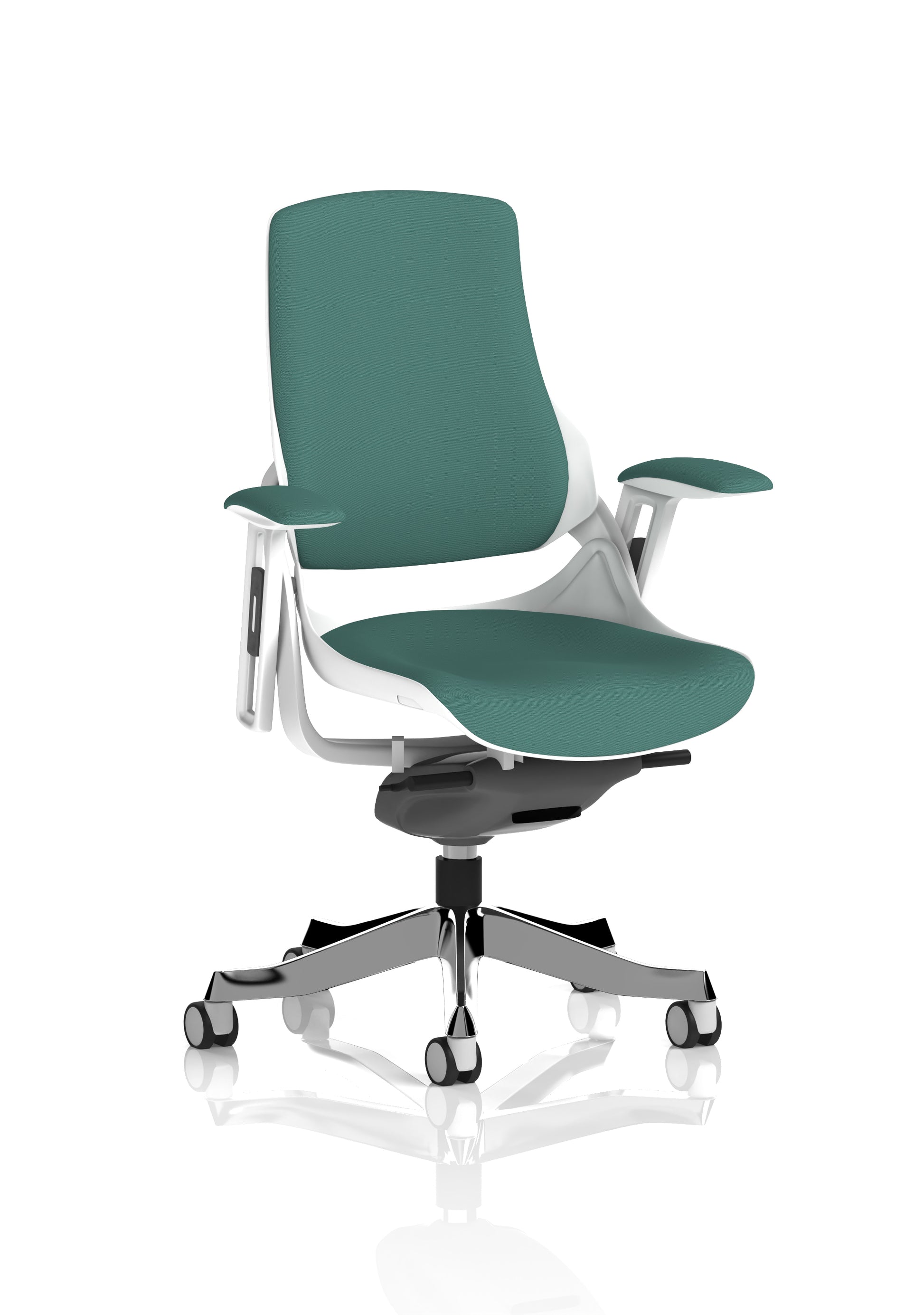 Zure High Back White Shell Fabric Executive Office Chair with Arms