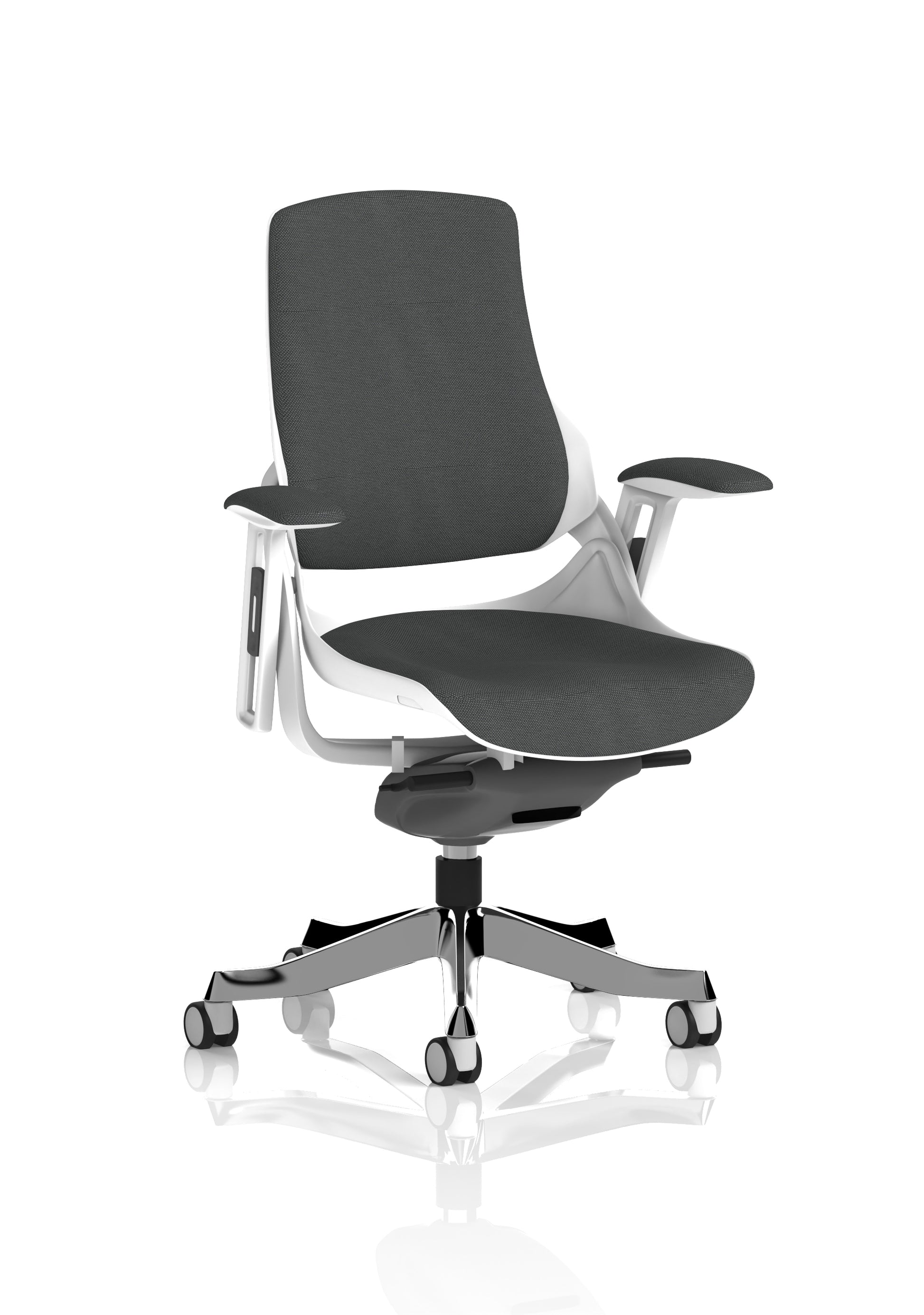 Zure High Back White Shell Fabric Executive Office Chair with Arms