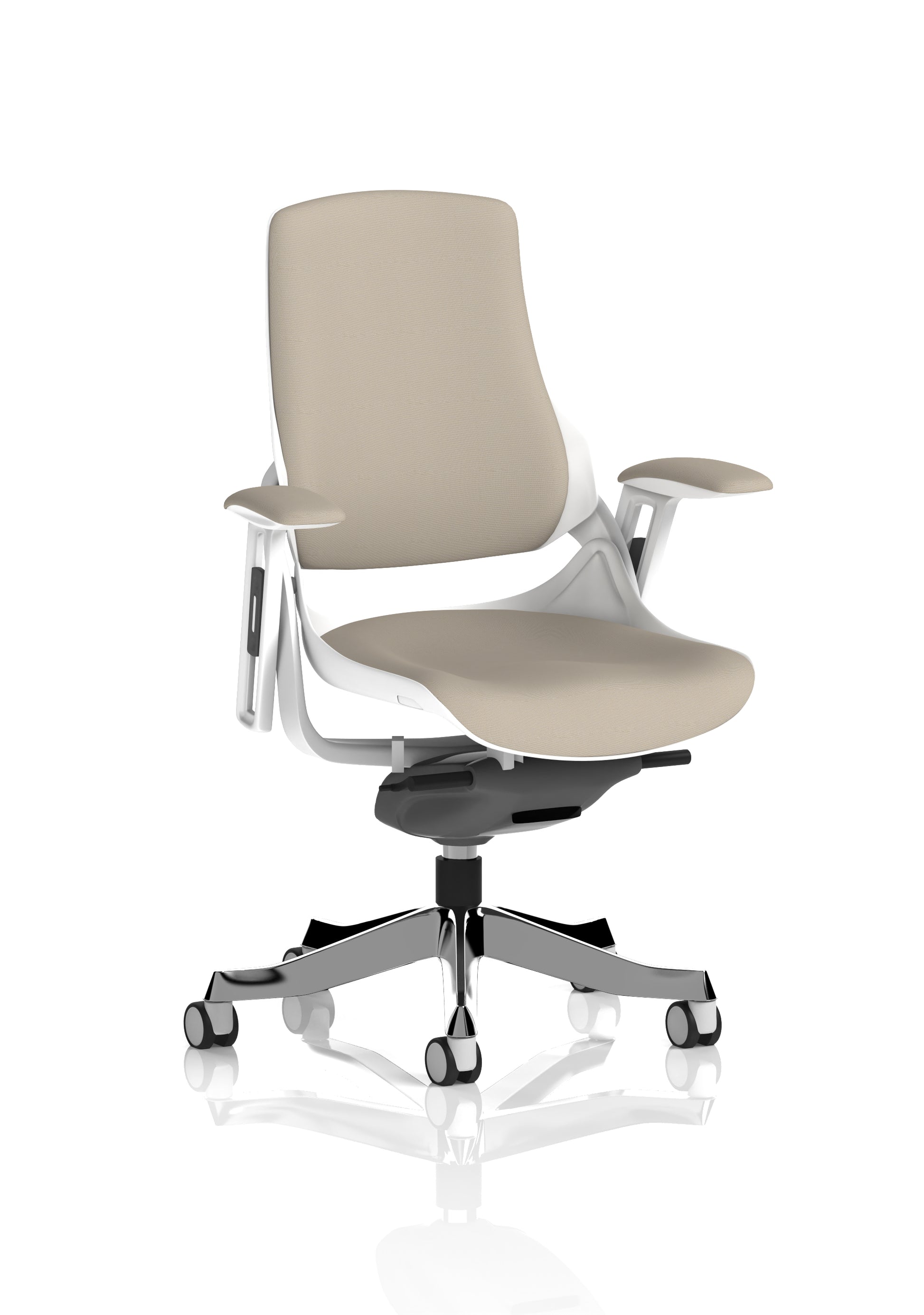 Zure High Back White Shell Fabric Executive Office Chair with Arms