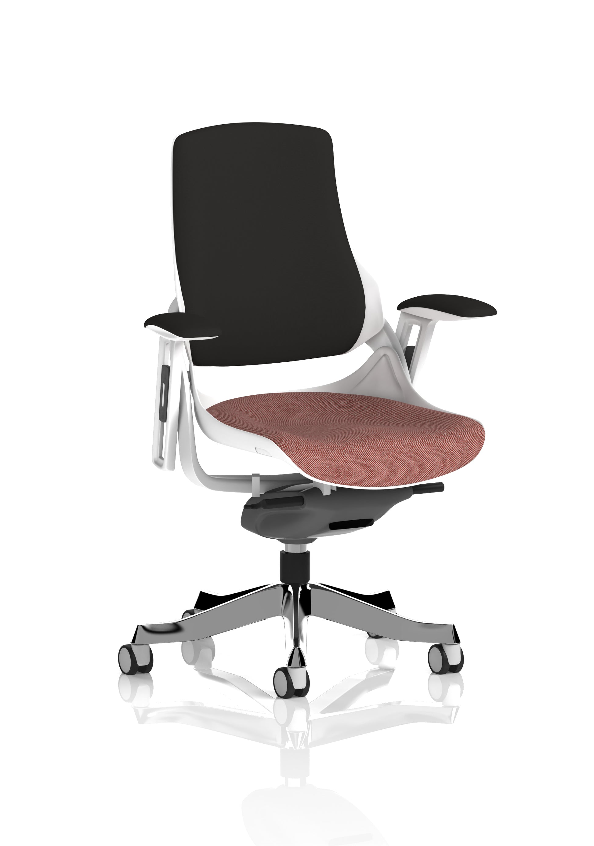 Zure High Back White Shell Fabric Executive Office Chair with Arms