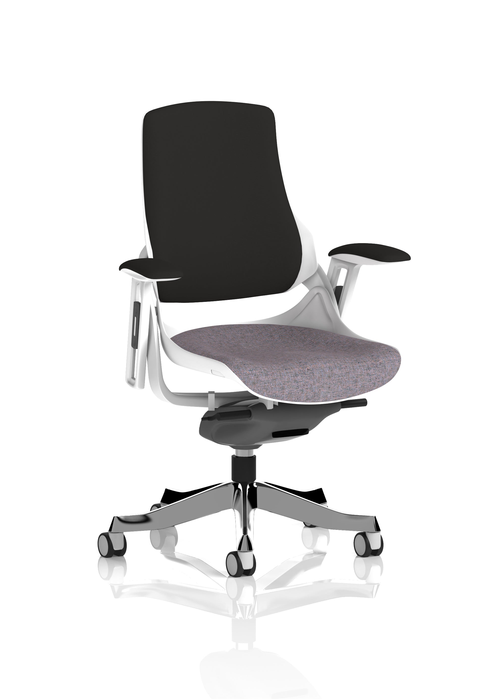 Zure High Back White Shell Fabric Executive Office Chair with Arms