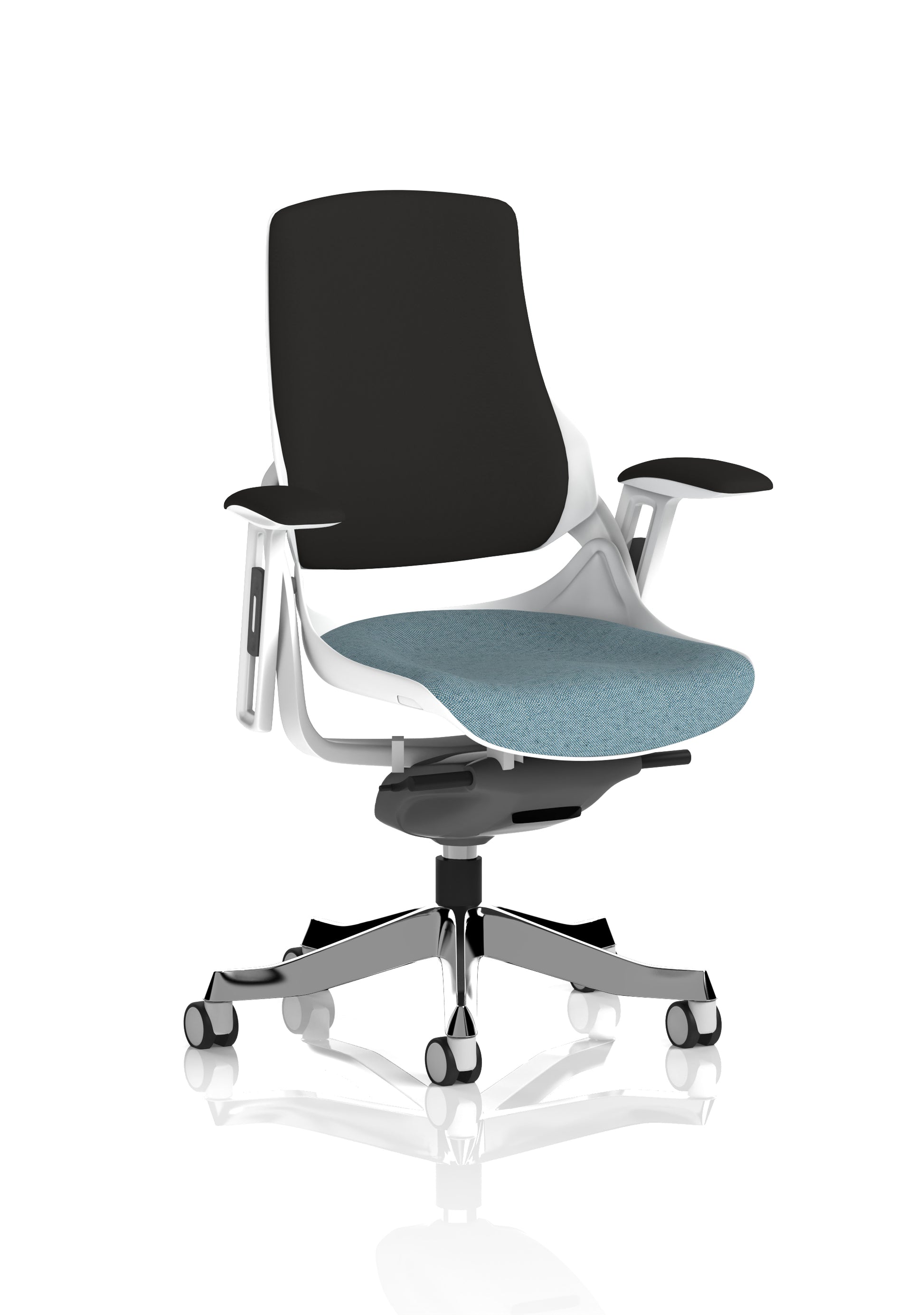 Zure High Back White Shell Fabric Executive Office Chair with Arms