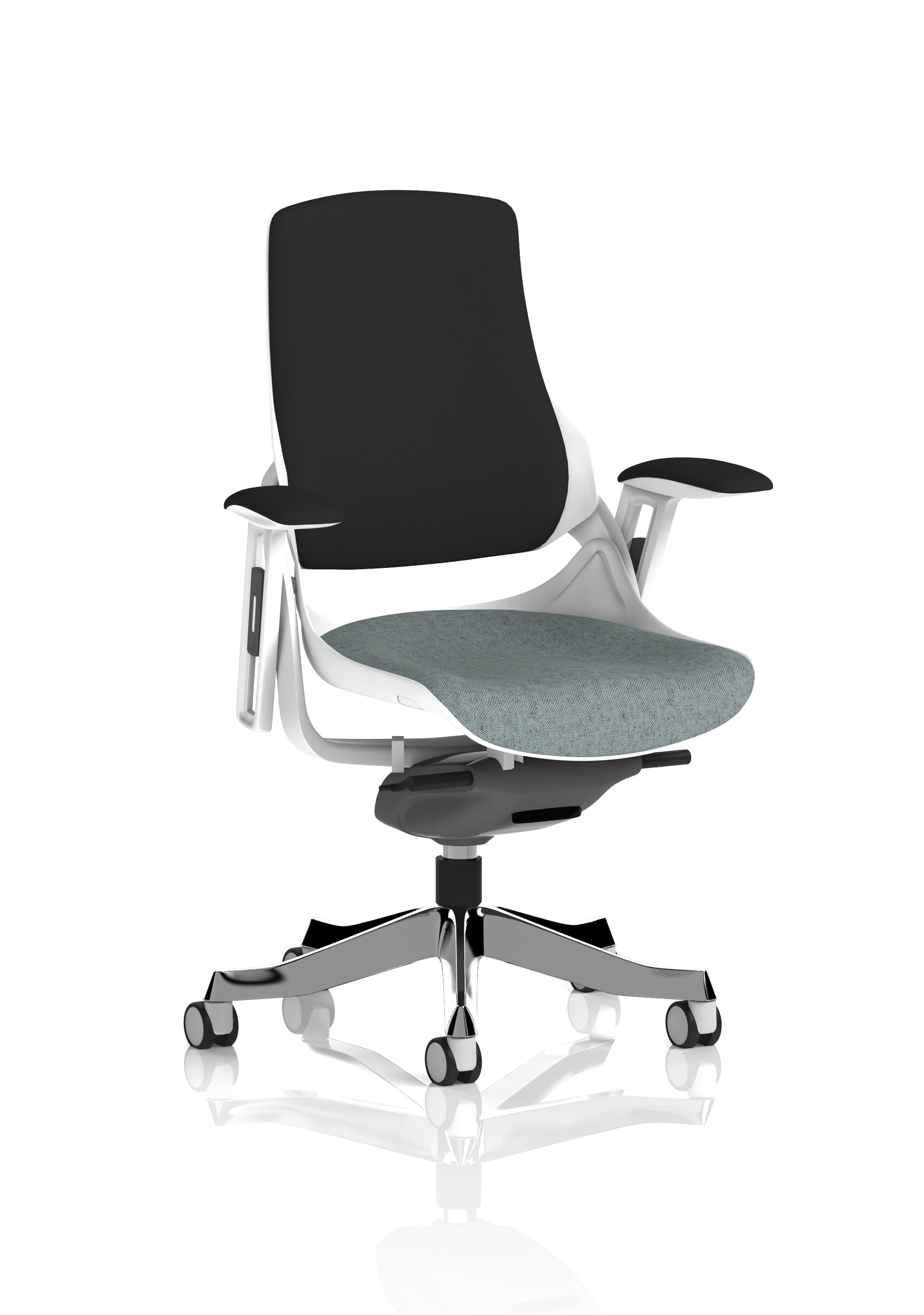 Zure High Back White Shell Fabric Executive Office Chair with Arms