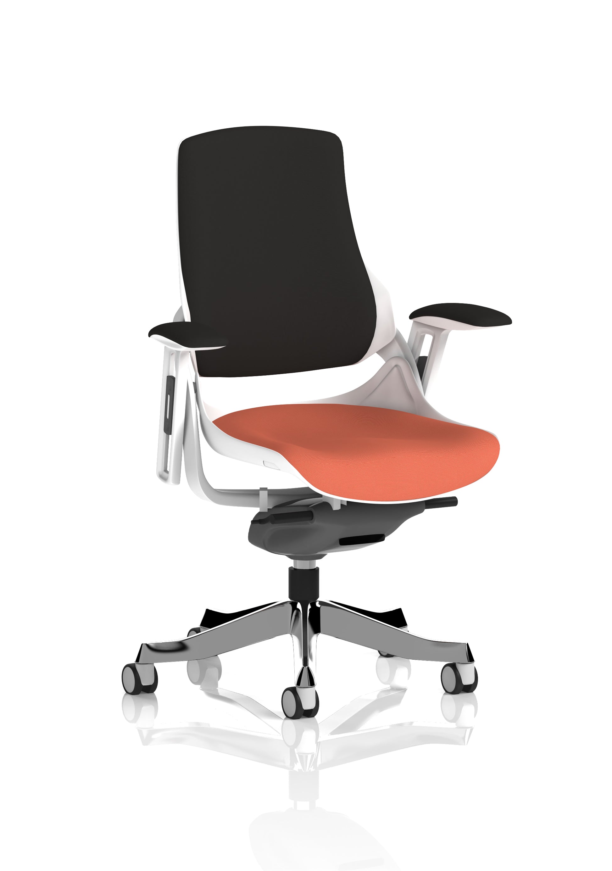 Zure High Back White Shell Fabric Executive Office Chair with Arms