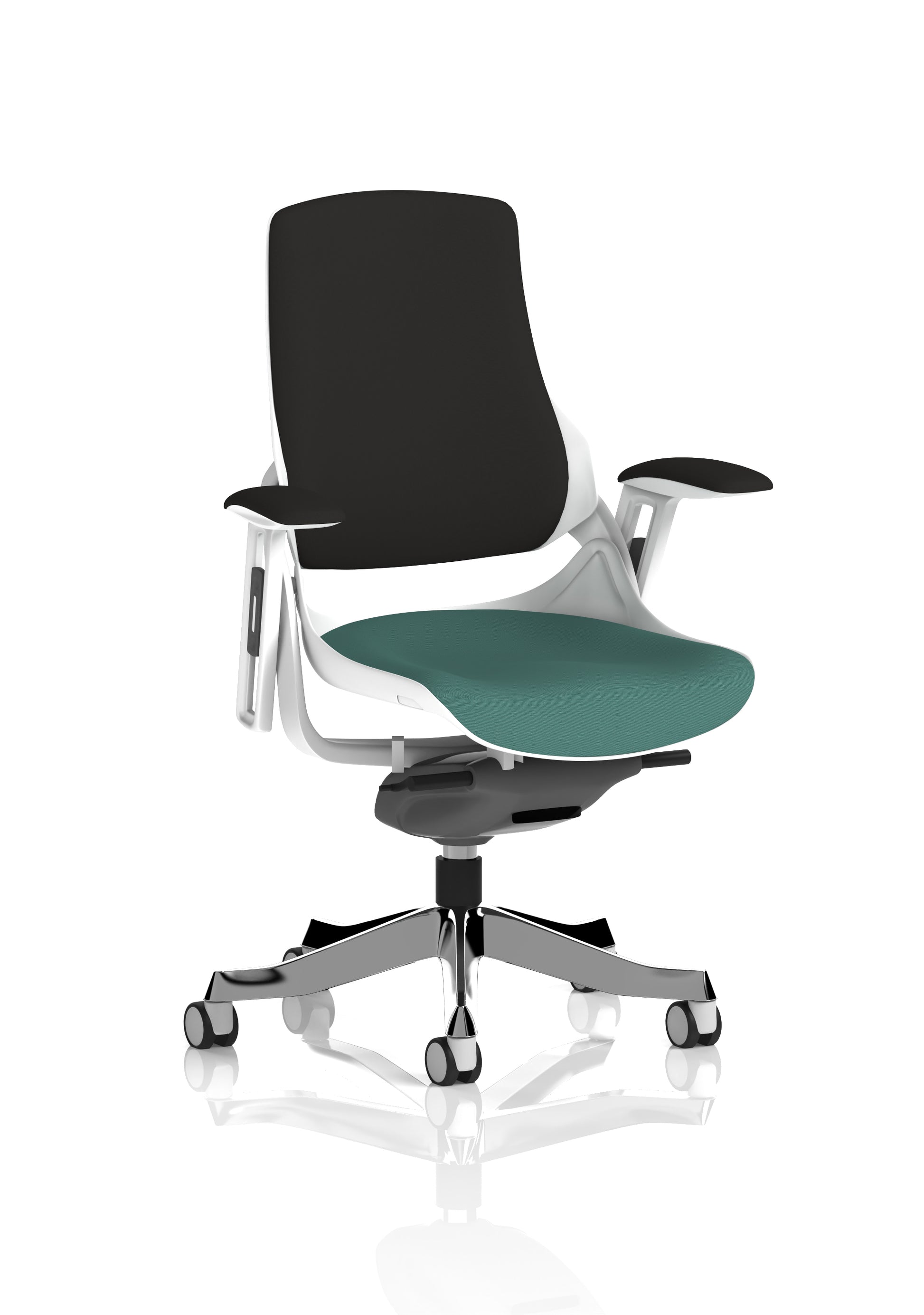 Zure High Back White Shell Fabric Executive Office Chair with Arms
