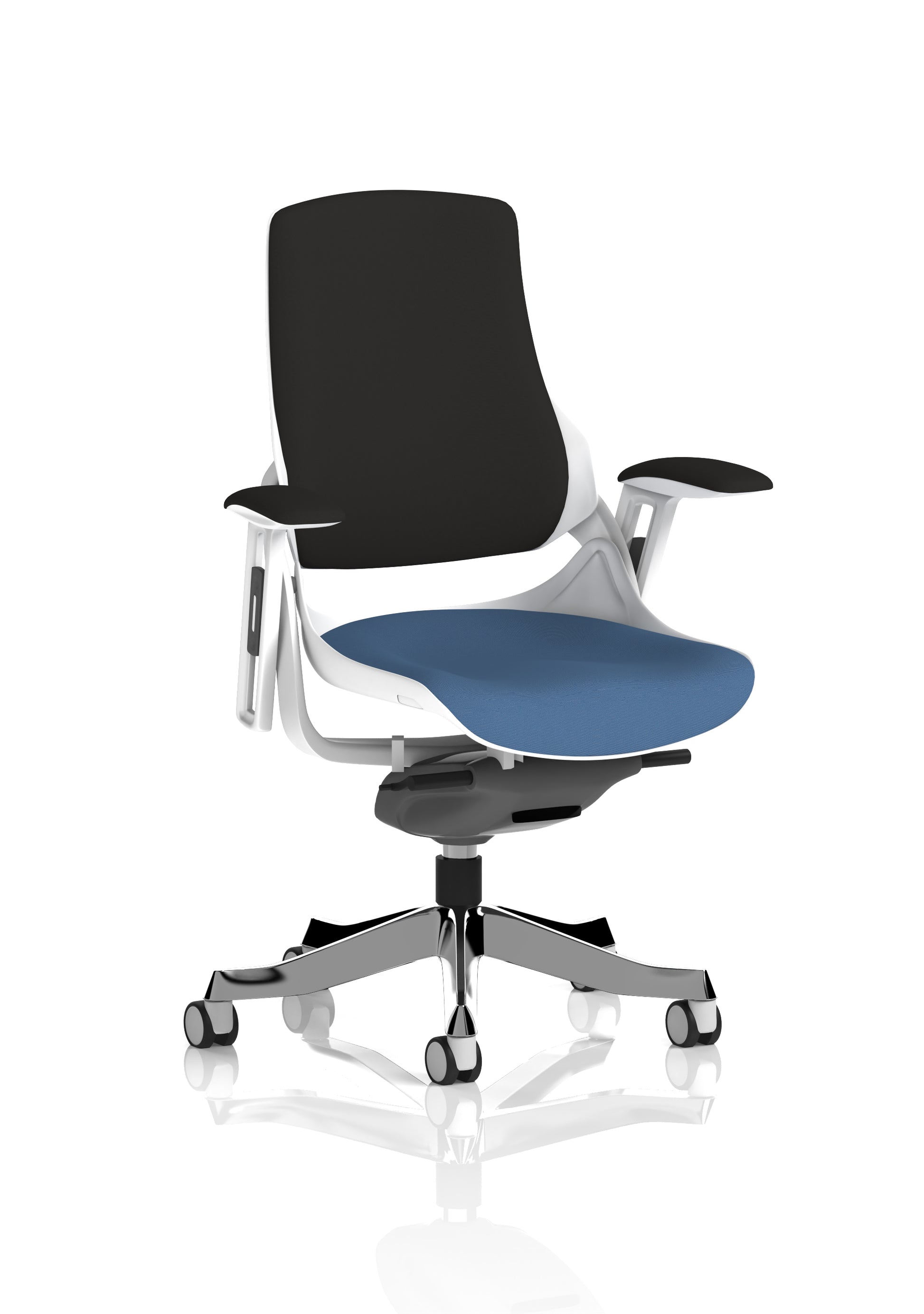 Zure High Back White Shell Fabric Executive Office Chair with Arms