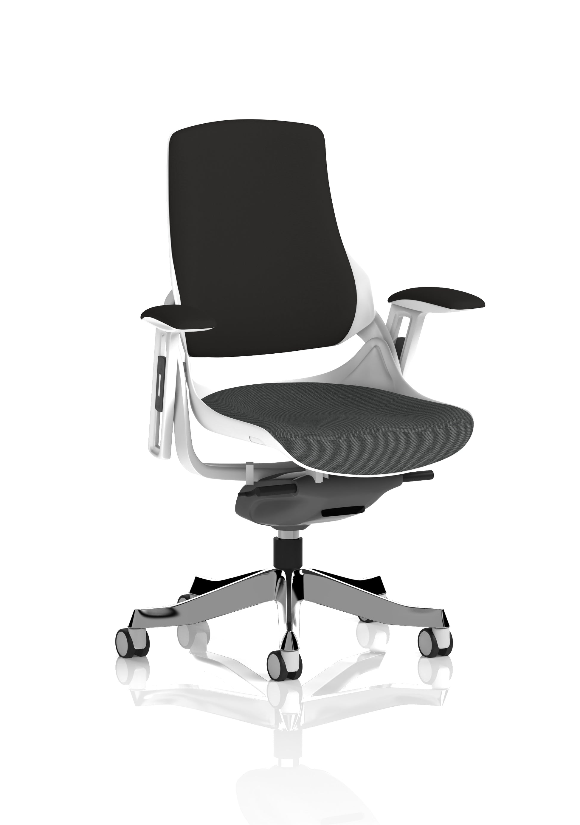 Zure High Back White Shell Fabric Executive Office Chair with Arms