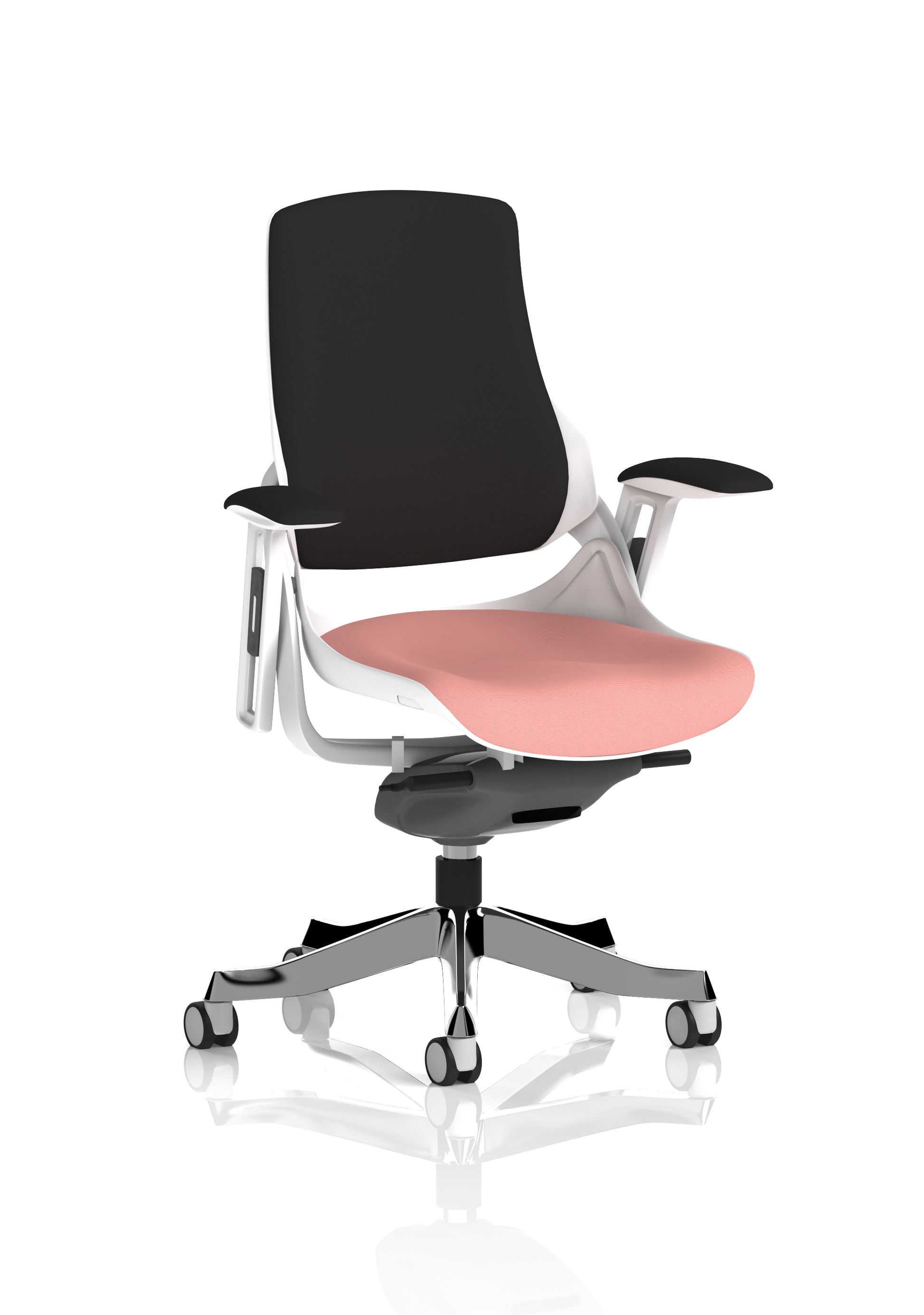 Zure High Back White Shell Fabric Executive Office Chair with Arms