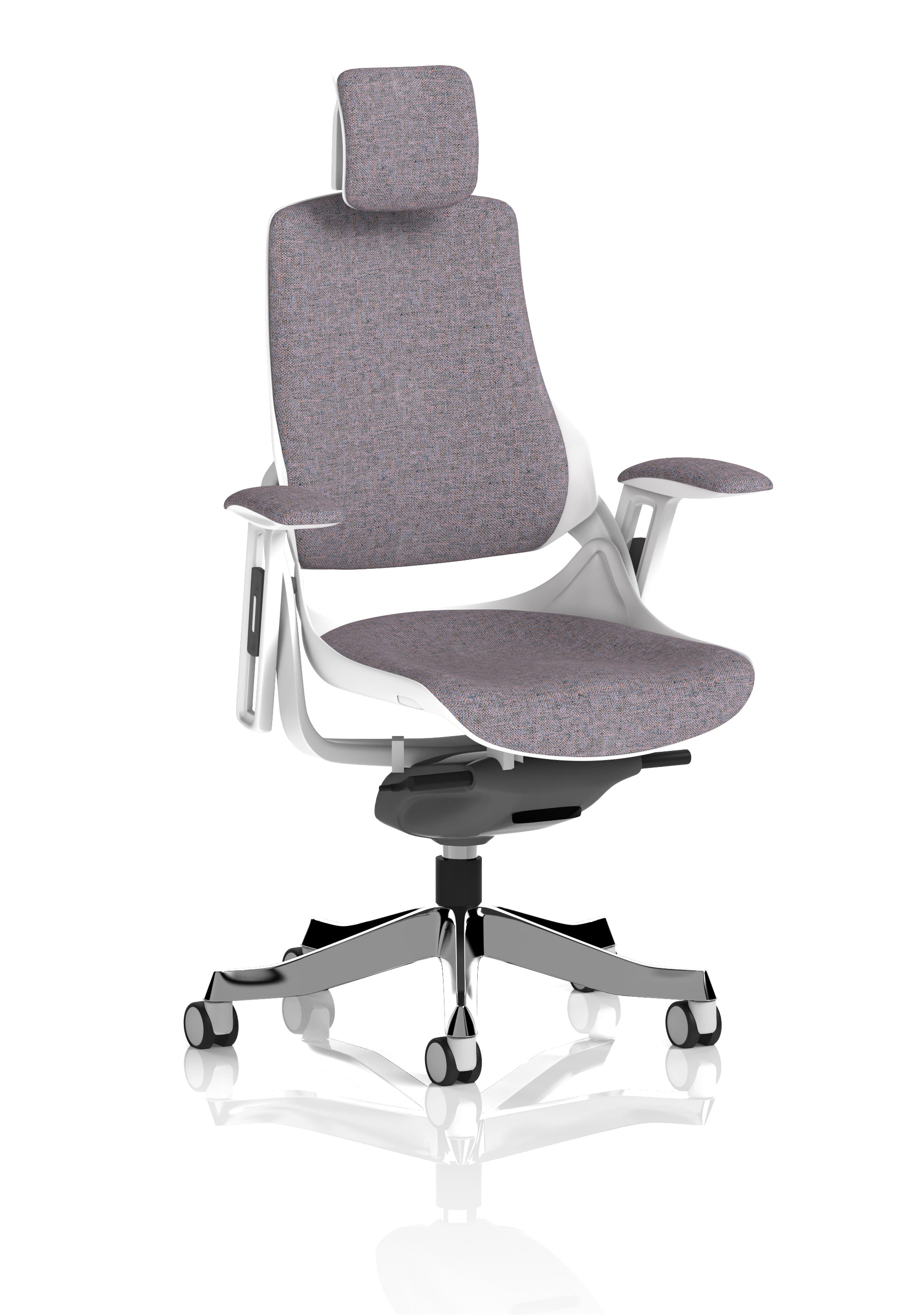 Zure High Back White Shell Fabric Executive Office Chair with Arms