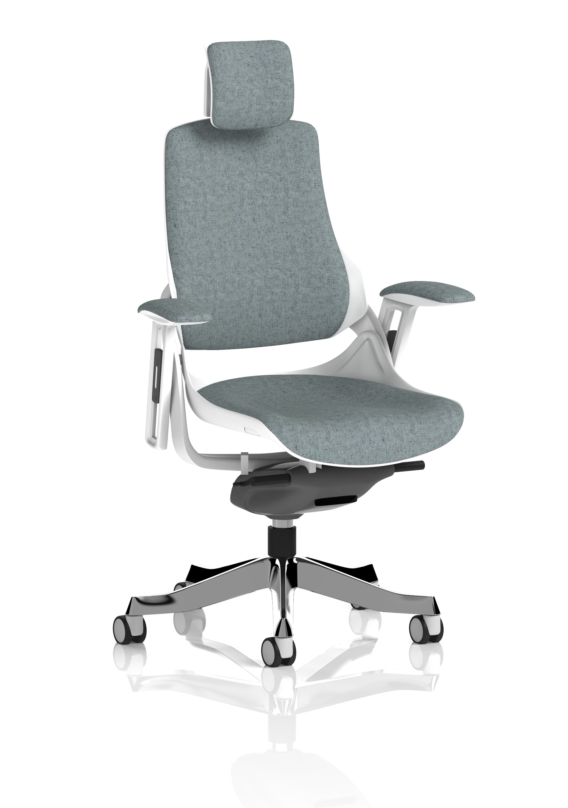 Zure High Back White Shell Fabric Executive Office Chair with Arms