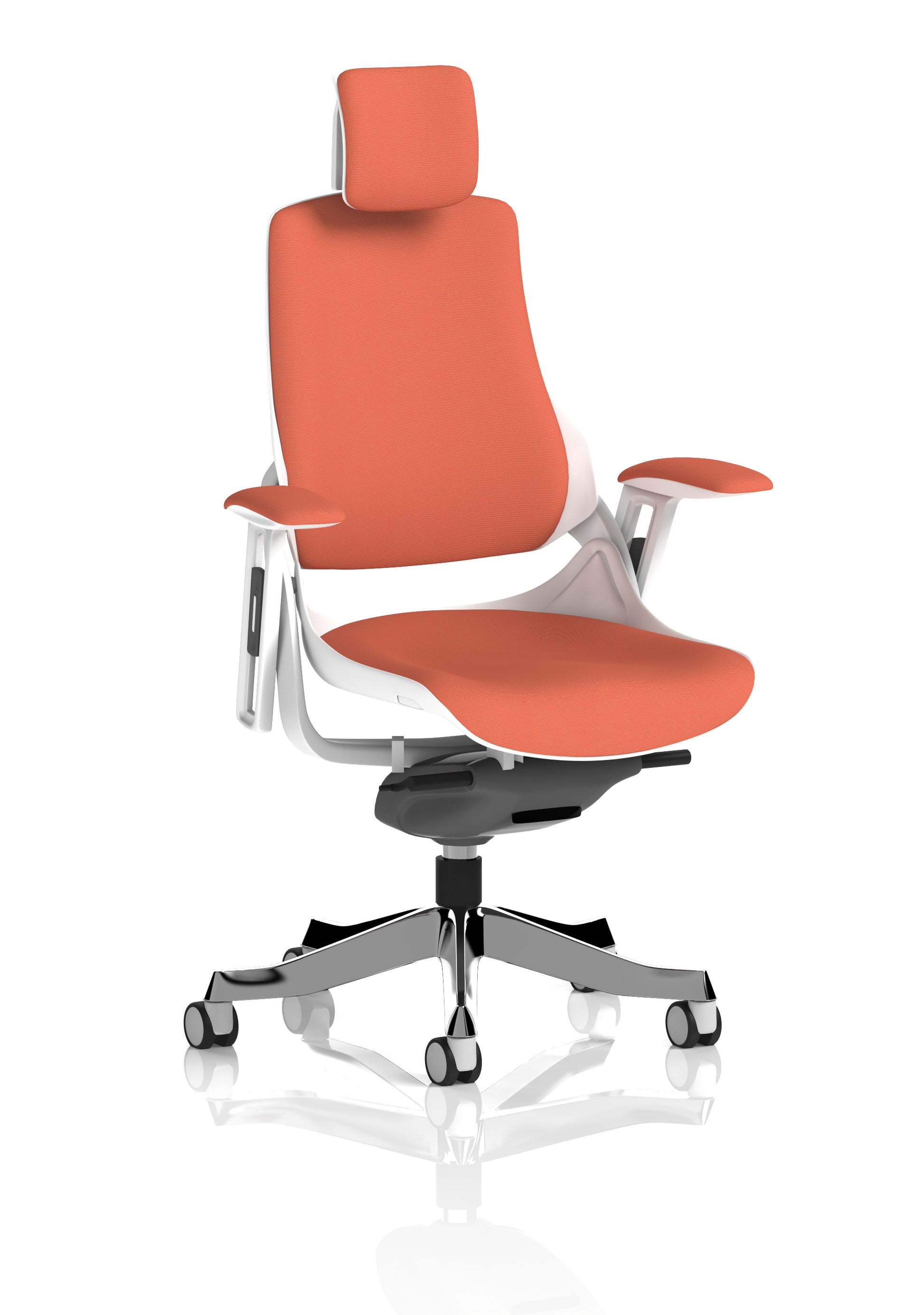 Zure High Back White Shell Fabric Executive Office Chair with Arms