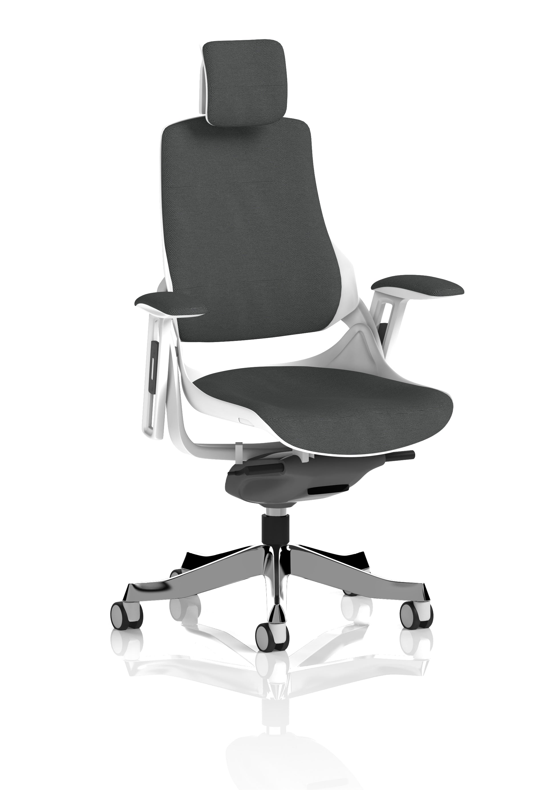 Zure High Back White Shell Fabric Executive Office Chair with Arms