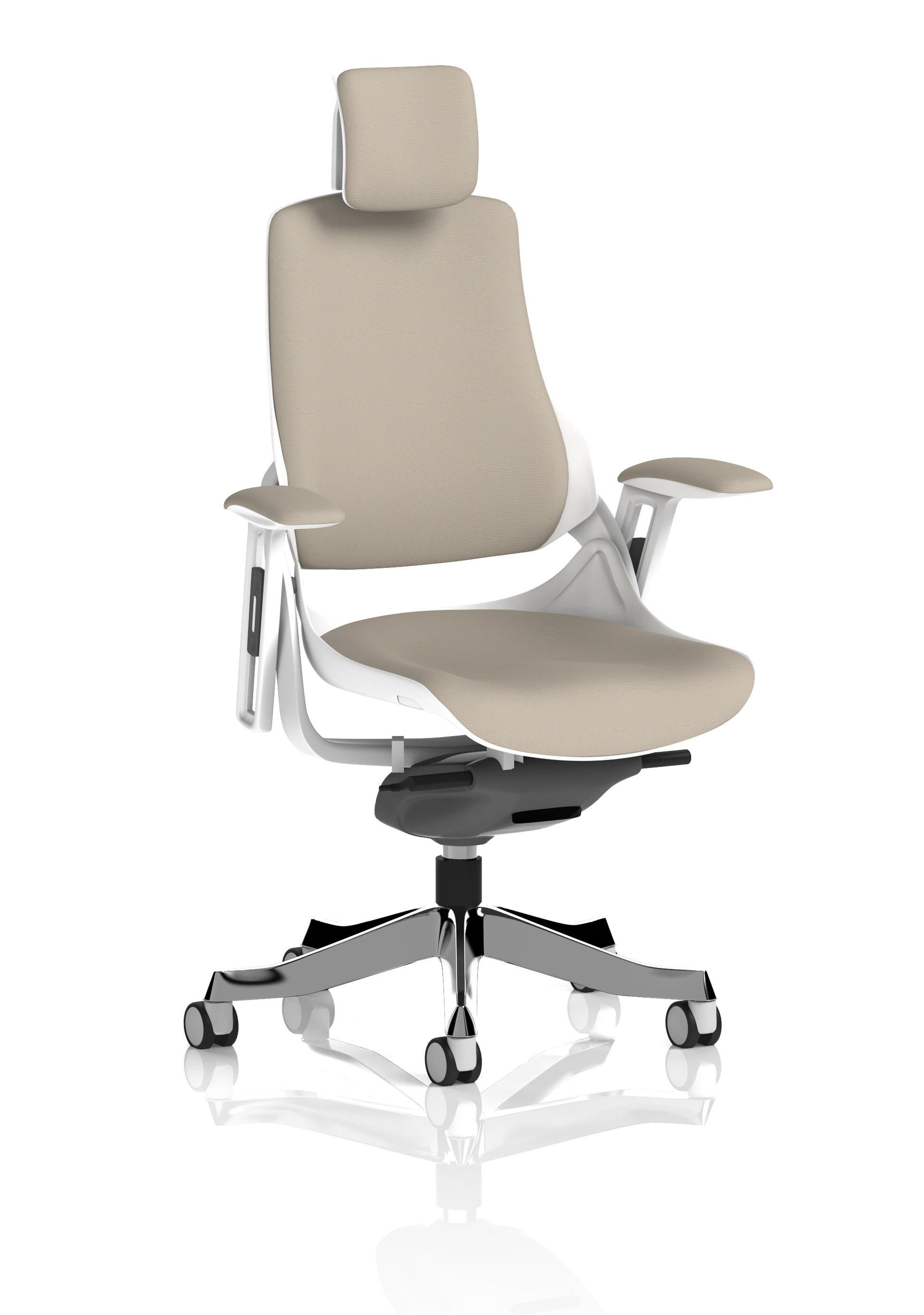 Zure High Back White Shell Fabric Executive Office Chair with Arms