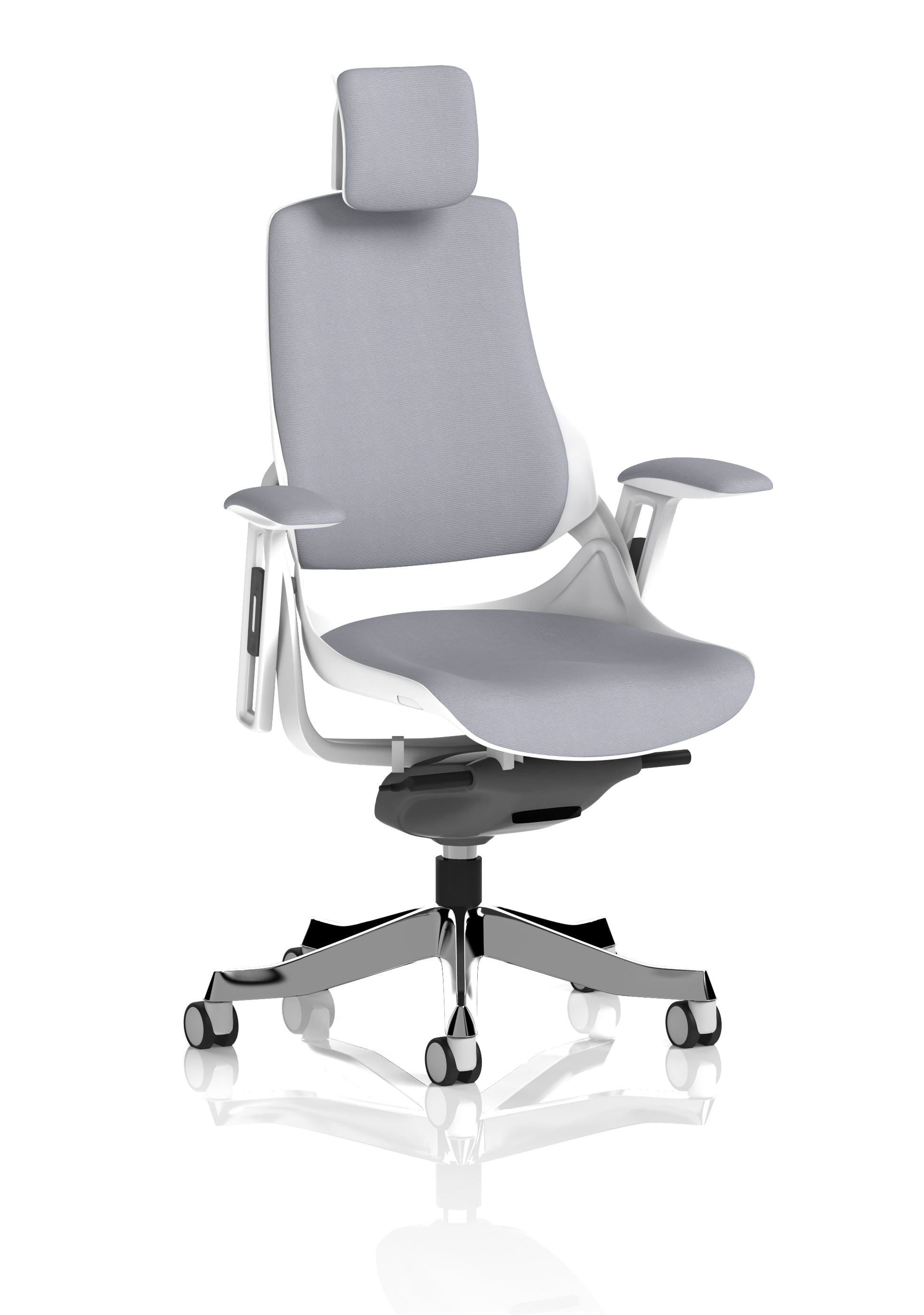 Zure High Back White Shell Fabric Executive Office Chair with Arms
