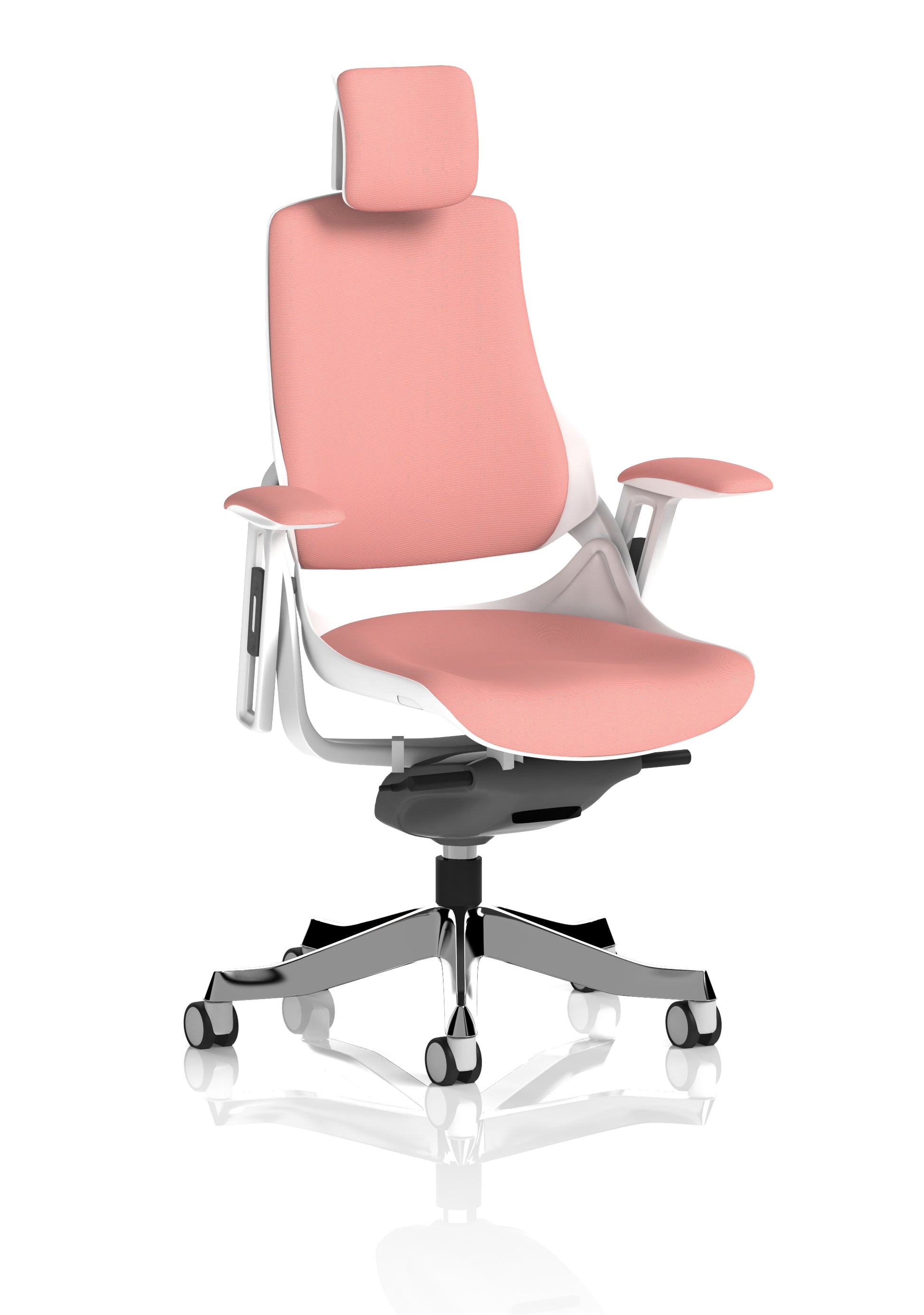 Zure High Back White Shell Fabric Executive Office Chair with Arms