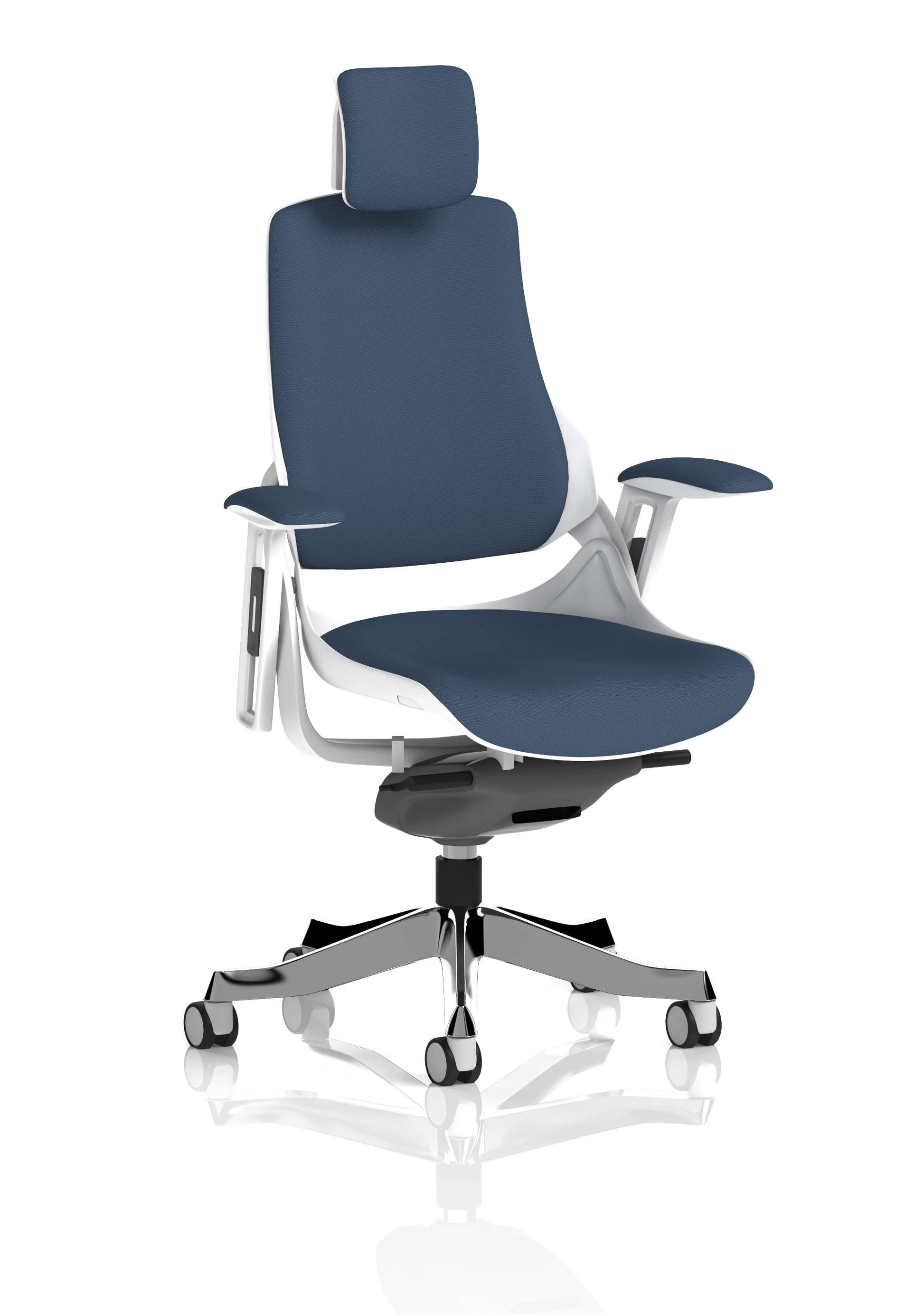 Zure High Back White Shell Fabric Executive Office Chair with Arms
