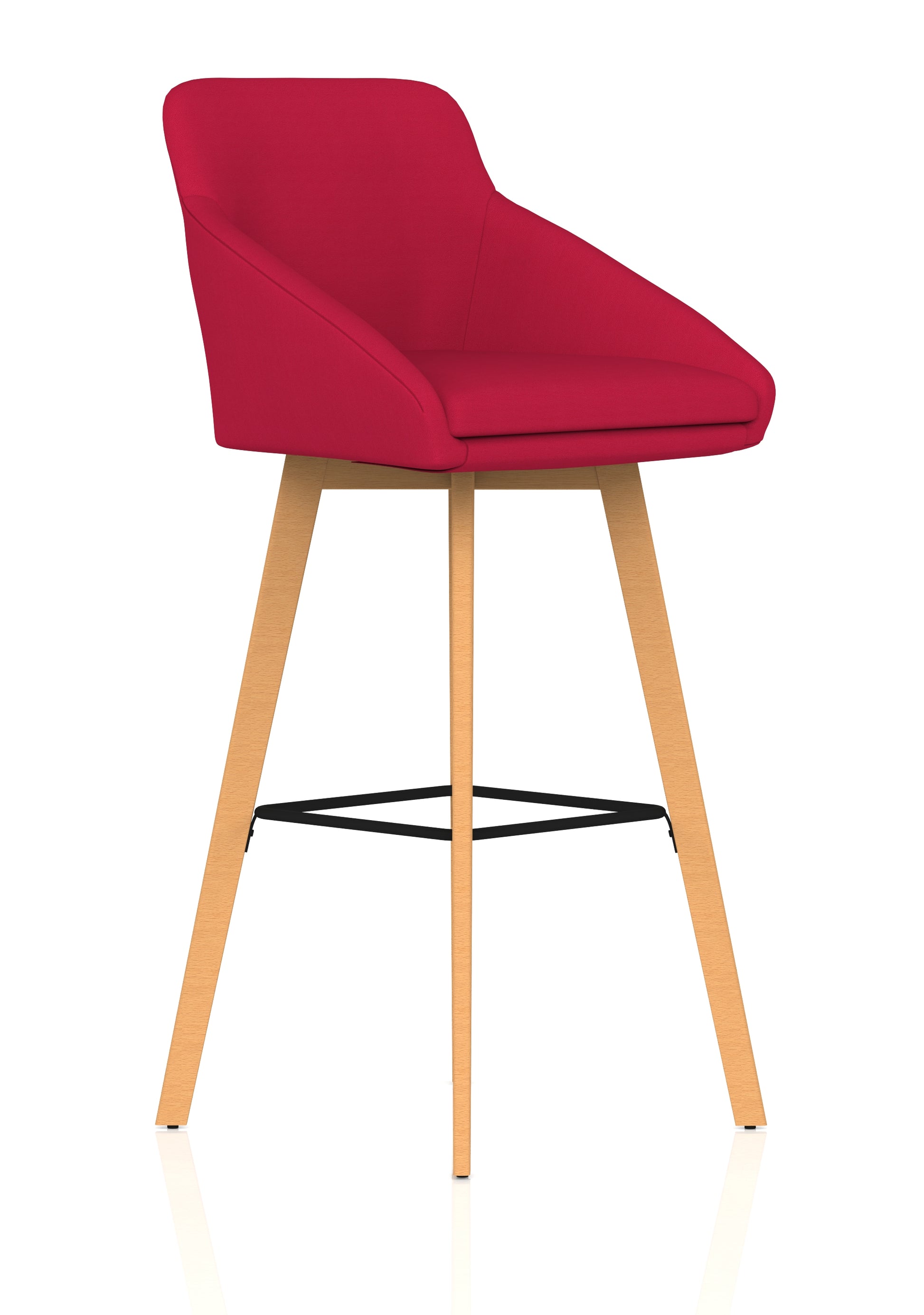 Carmen Grey Fabric Wooden Leg High Stool Chair