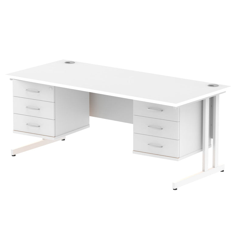Impulse 1800mm Cantilever Straight Desk With Two Fixed Pedestal