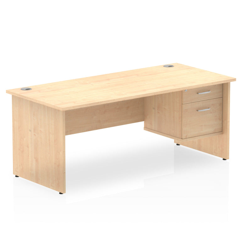 Impulse 1800mm Panel End Straigh Desk With Single Fixed Pedestal