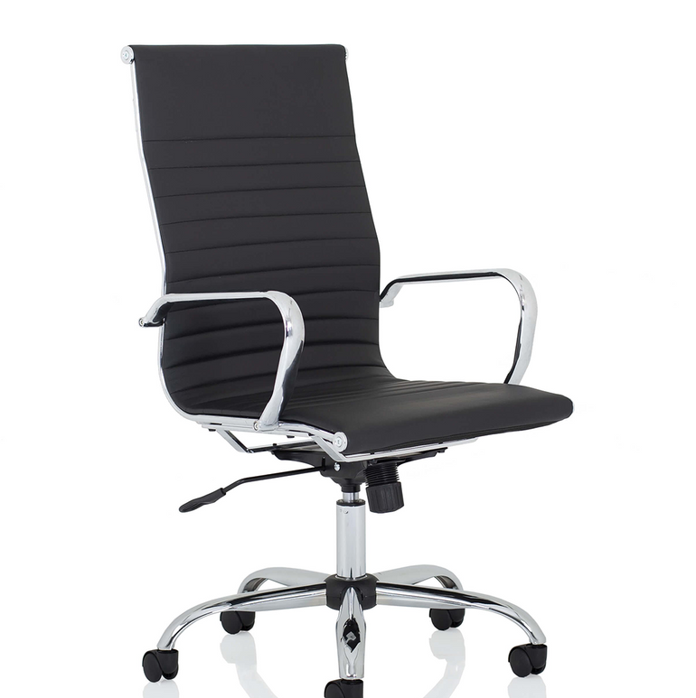 Nola Black Leather Executive Office Chair with Arms