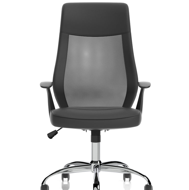 Baye High Mesh Back Task Operator Black Leather Office Chair with Arms