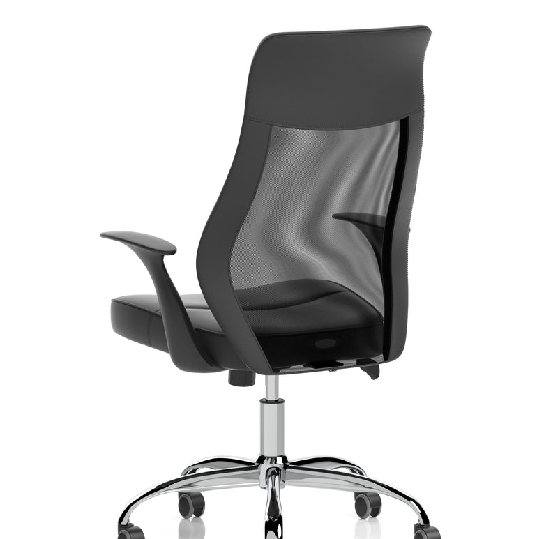 Baye High Mesh Back Task Operator Black Leather Office Chair with Arms