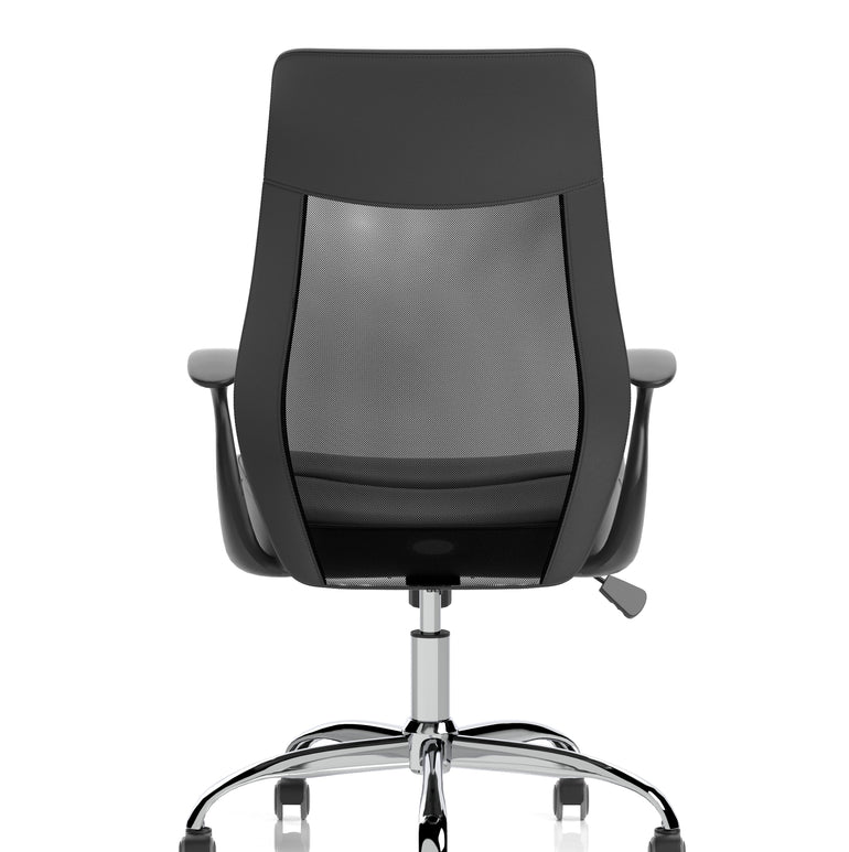 Baye High Mesh Back Task Operator Black Leather Office Chair with Arms