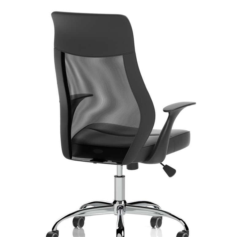 Baye High Mesh Back Task Operator Black Leather Office Chair with Arms