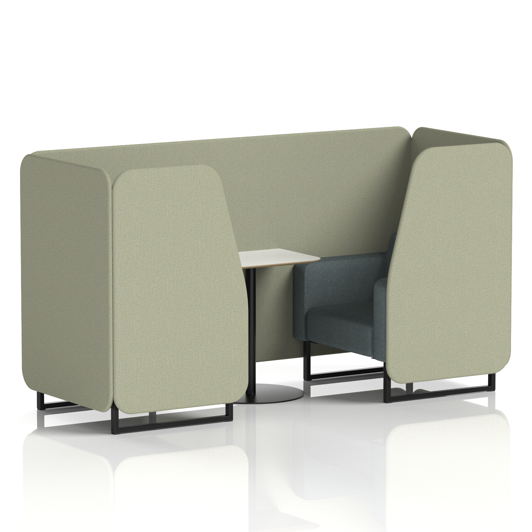 Brixworth Booth With Black Legs And White Table In Two Tone