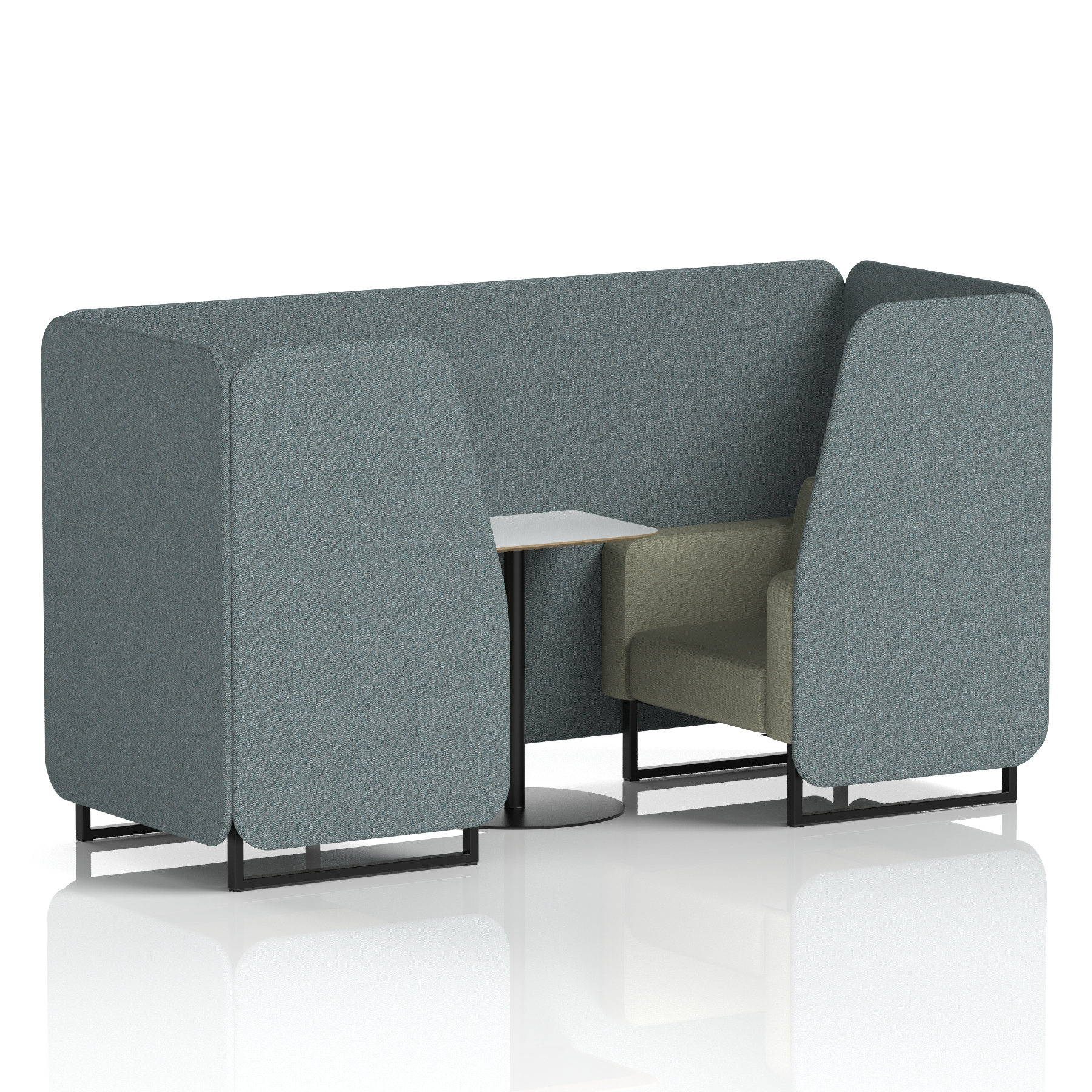 Brixworth Booth With Black Legs And White Table In Two Tone