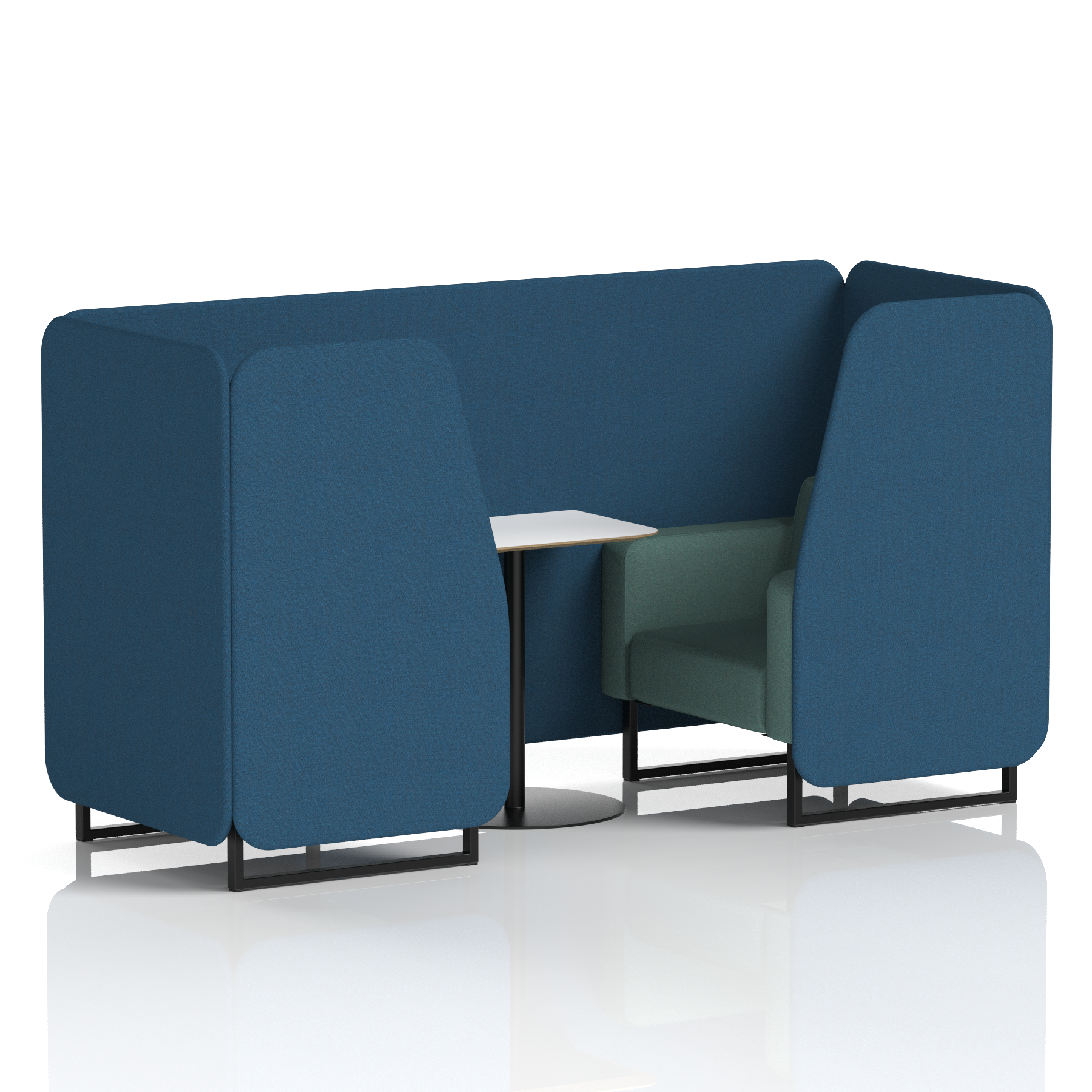 Brixworth Booth With Black Legs And White Table In Two Tone
