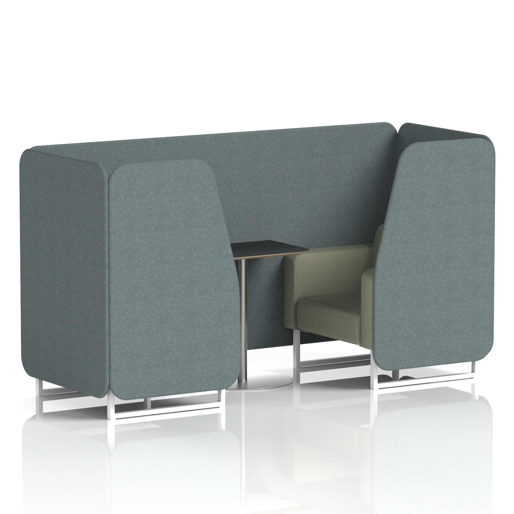 Brixworth Booth With White Legs And Black Table In Two Tone