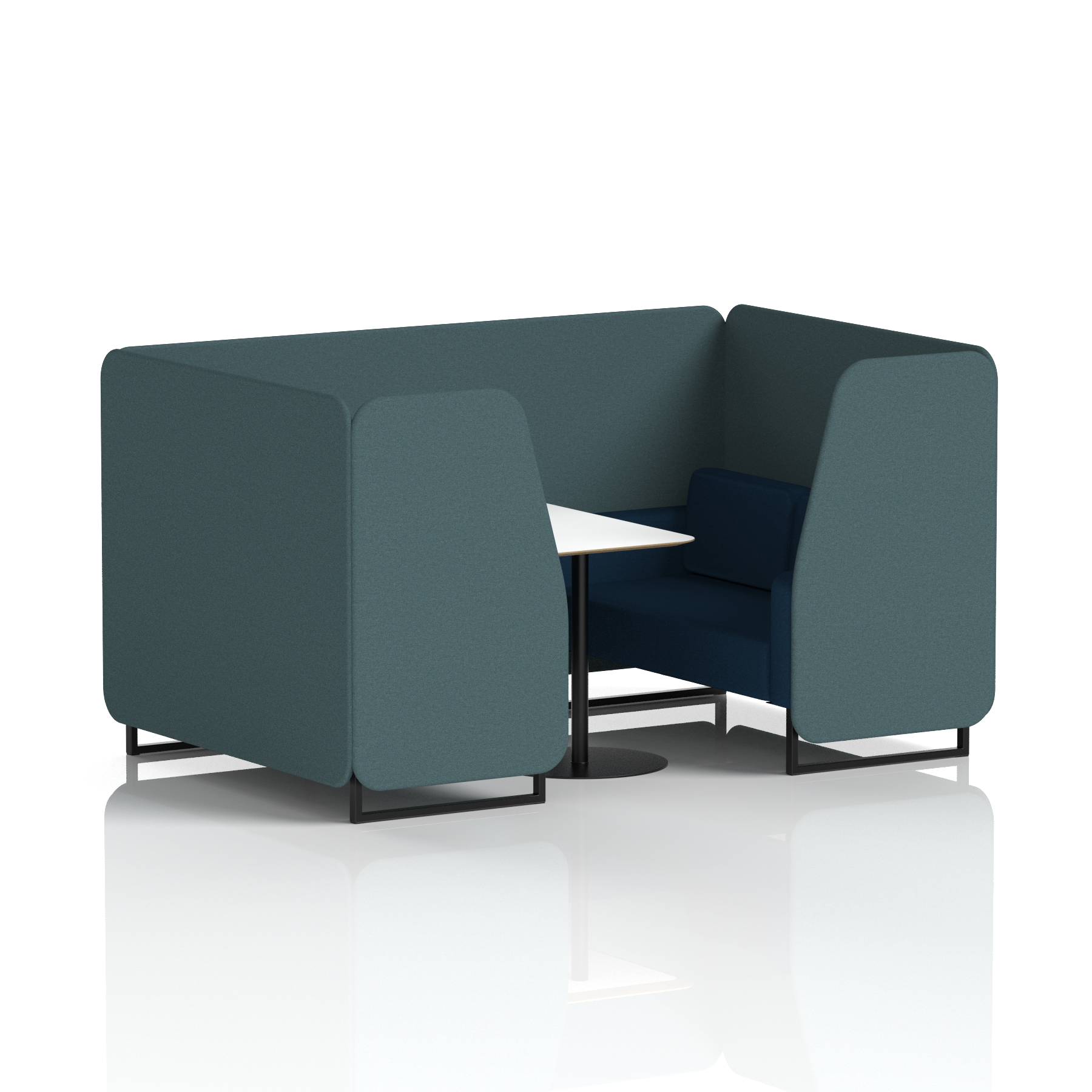 Brixworth Booth With Black Legs And White Table In Two Tone