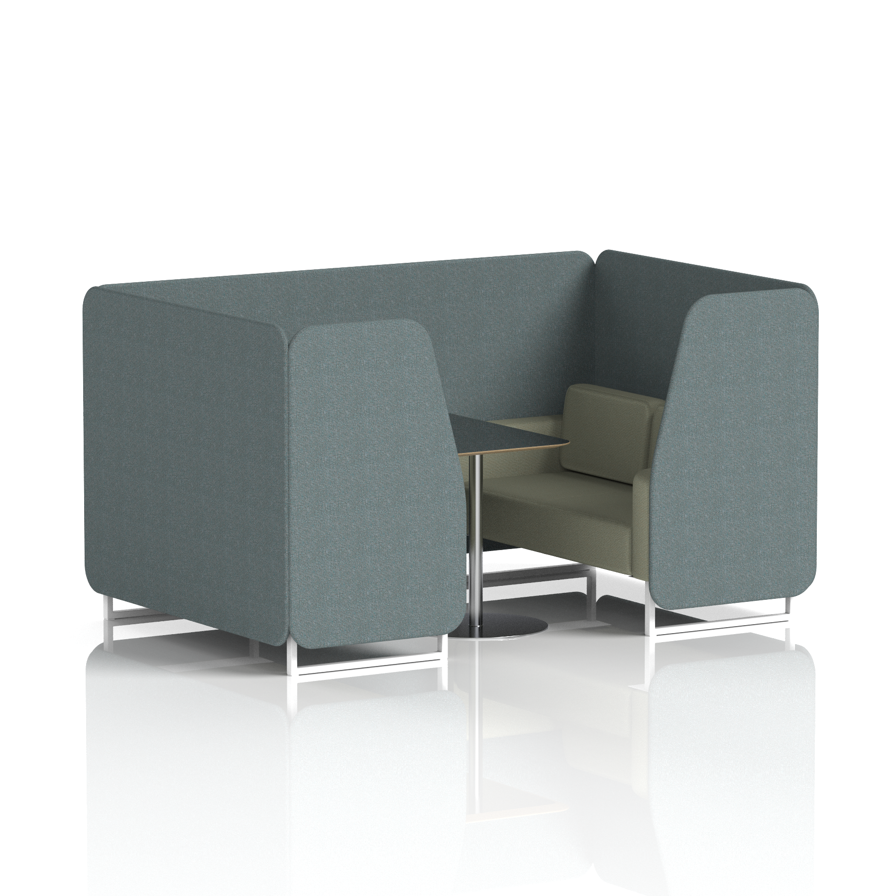 Brixworth Booth With White Legs And Black Table In Two Tone
