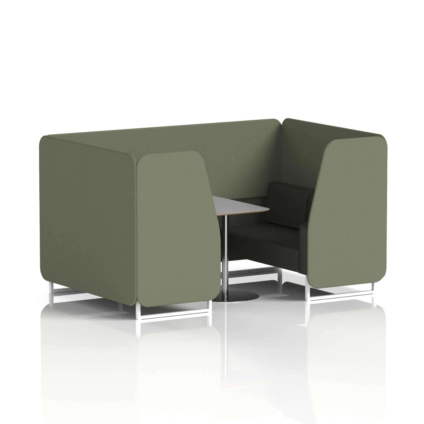 Brixworth Booth With White Legs And Grey Table In Two Tone