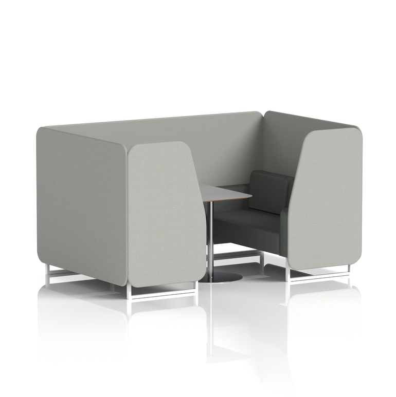 Brixworth Booth With White Legs And Grey Table In Two Tone