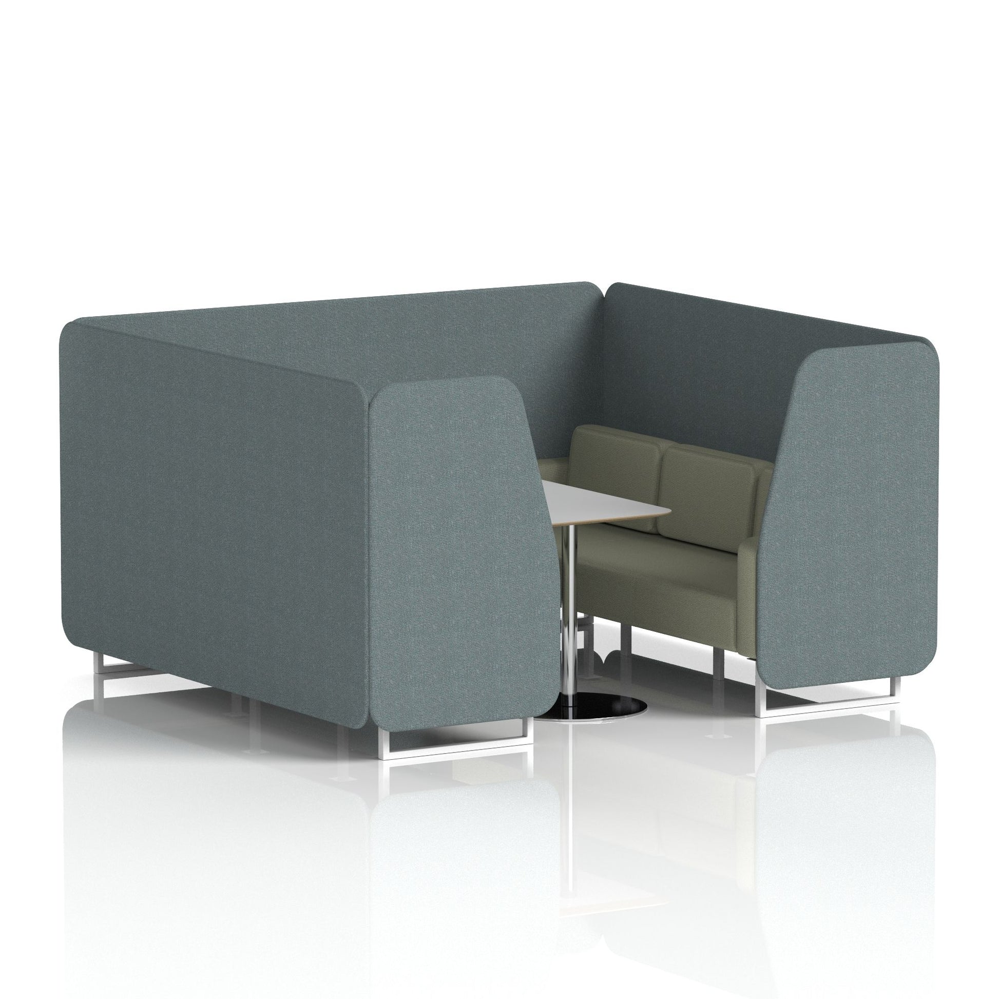 Brixworth Booth With White Legs And Grey Table In Two Tone