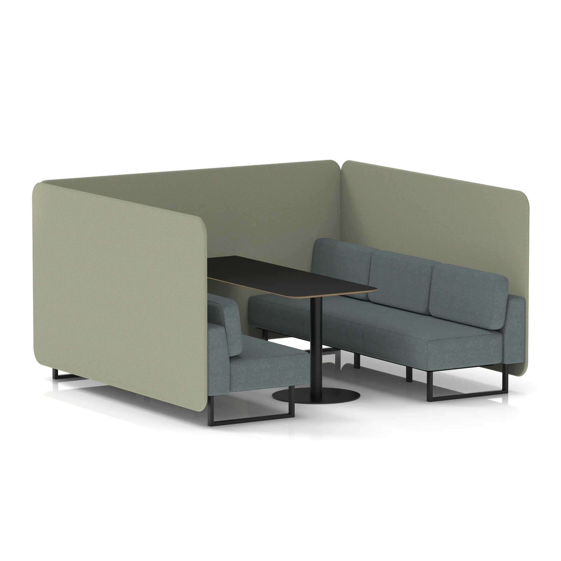 Brixworth Bench Booth With Black Table In Two Tone