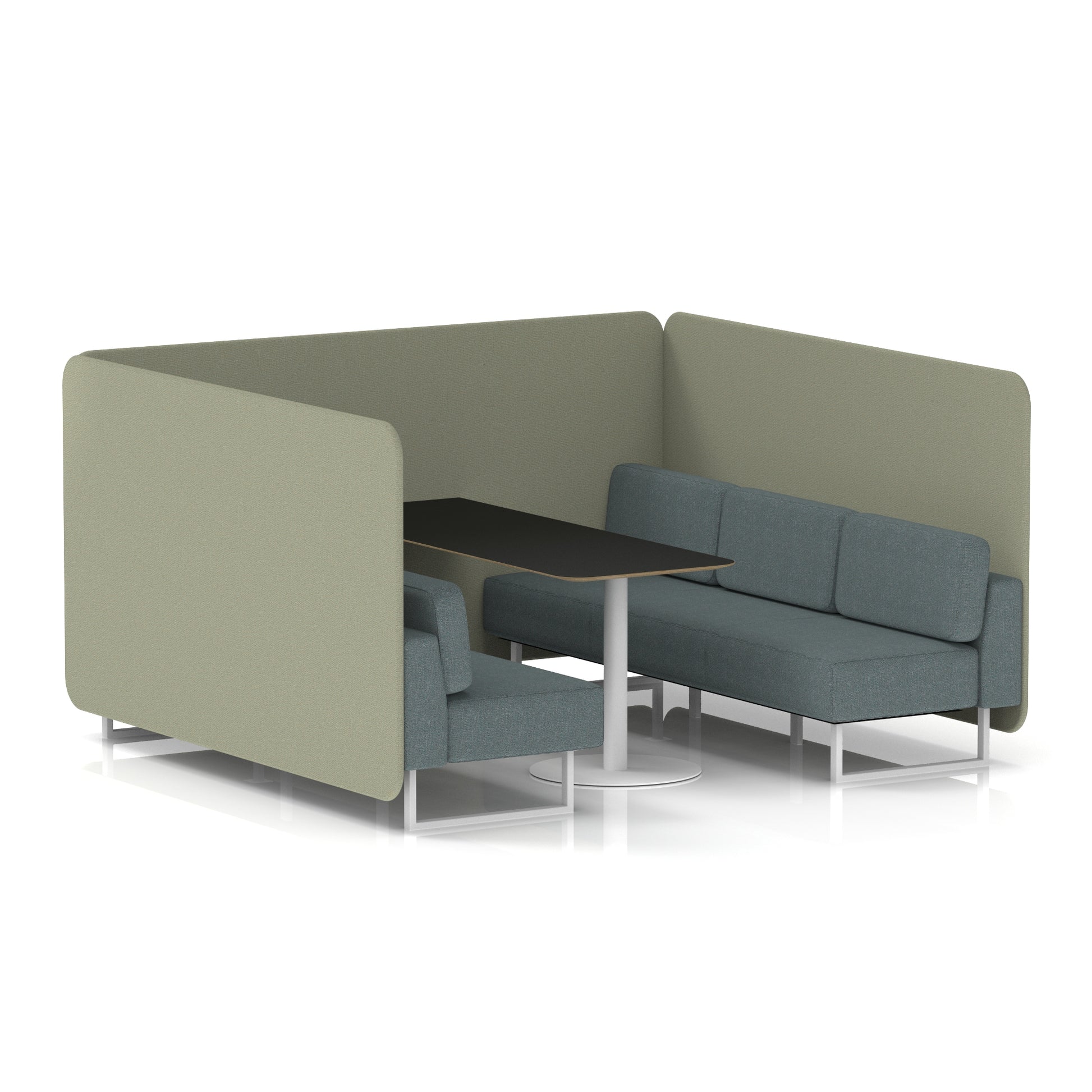 Brixworth Bench Booth With Black Table In Two Tone