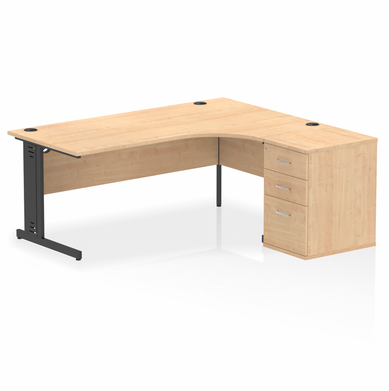 Impulse 1800mm Cable Managed Right Crescent Desk Workstation
