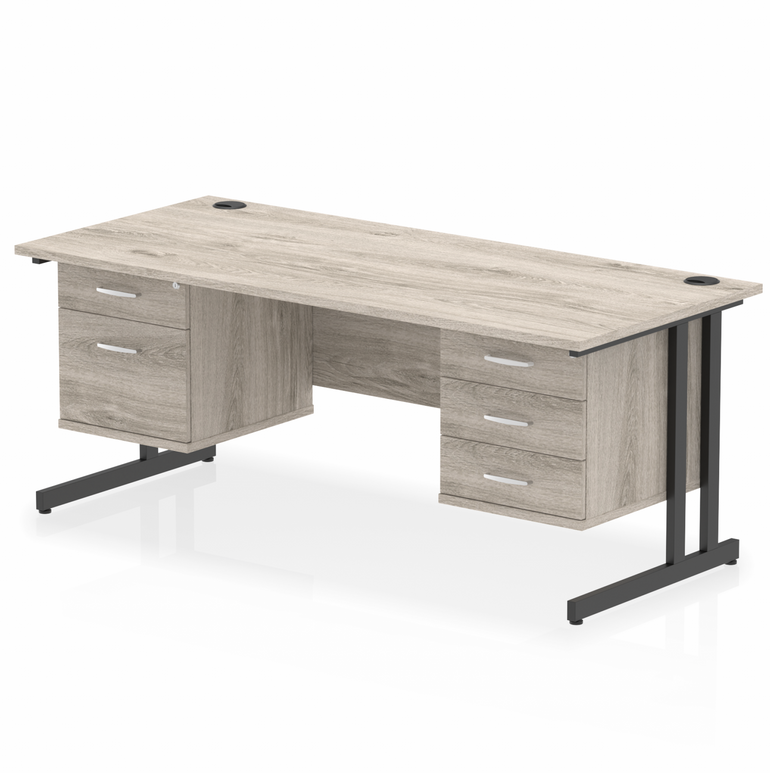Impulse 1800mm Cantilever Straight Desk With Two Fixed Pedestal